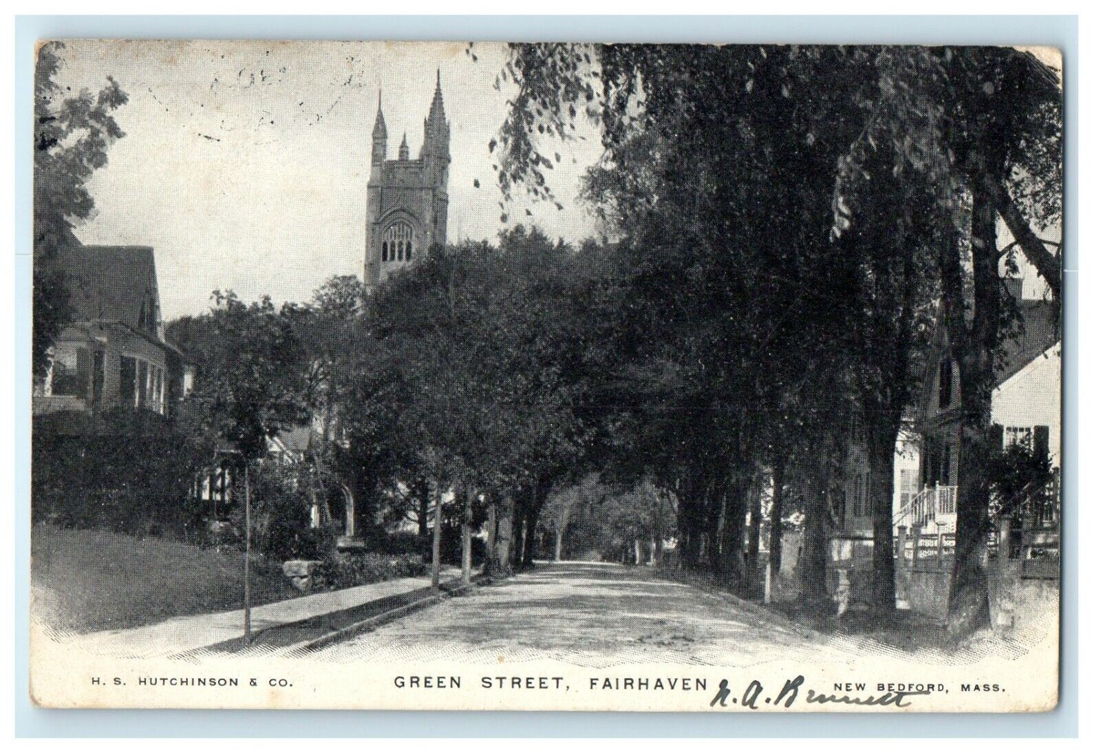 1905 Scene at Green Street, Fairhaven Massachusetts MA Antique Postcard