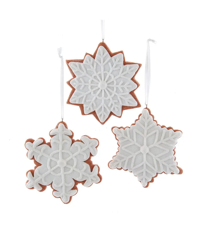 Snowflake White Cookie Ornament Set 3 4.5