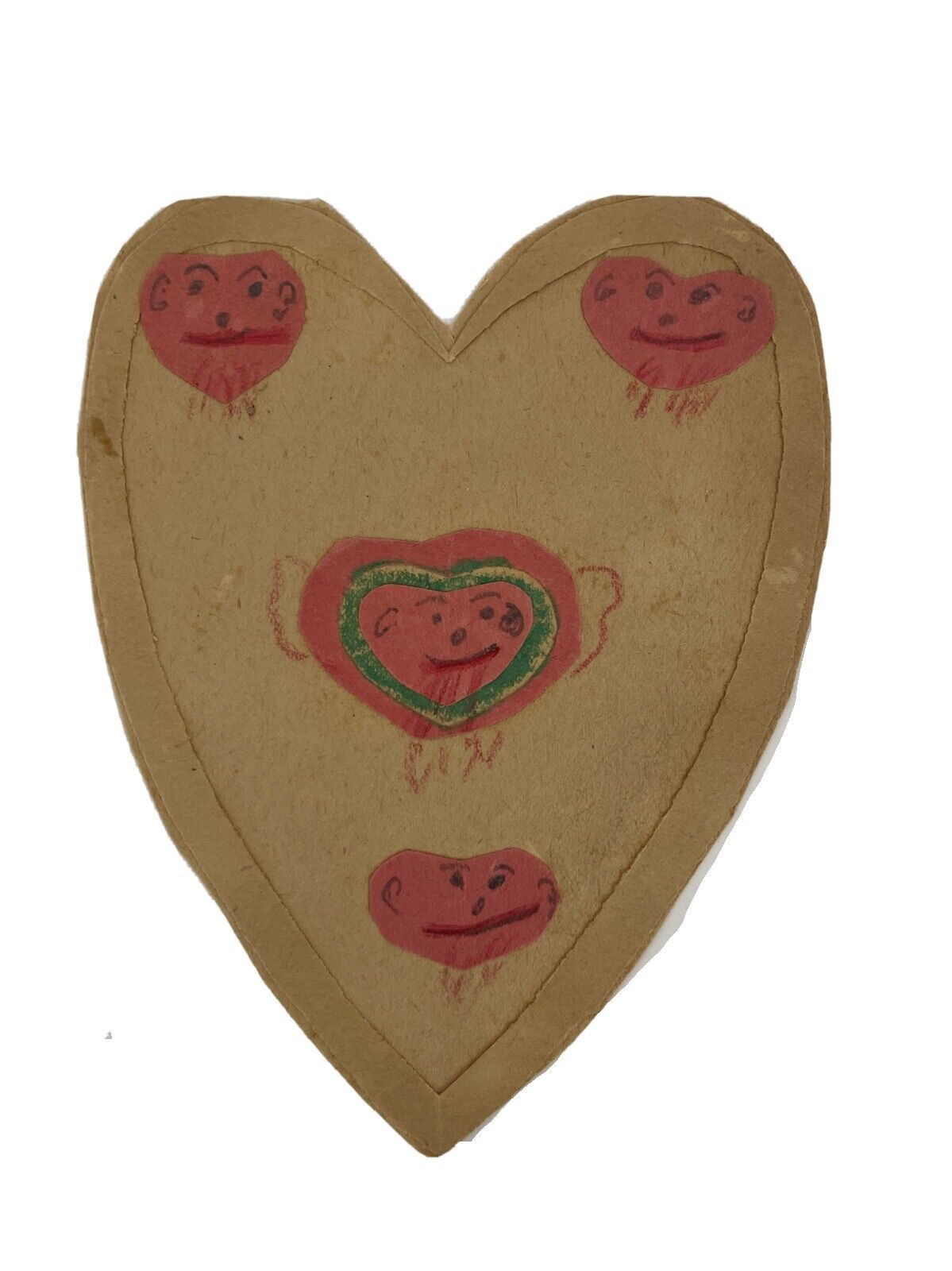 1928 Hand Made VALENTINE CARD Heart with Message