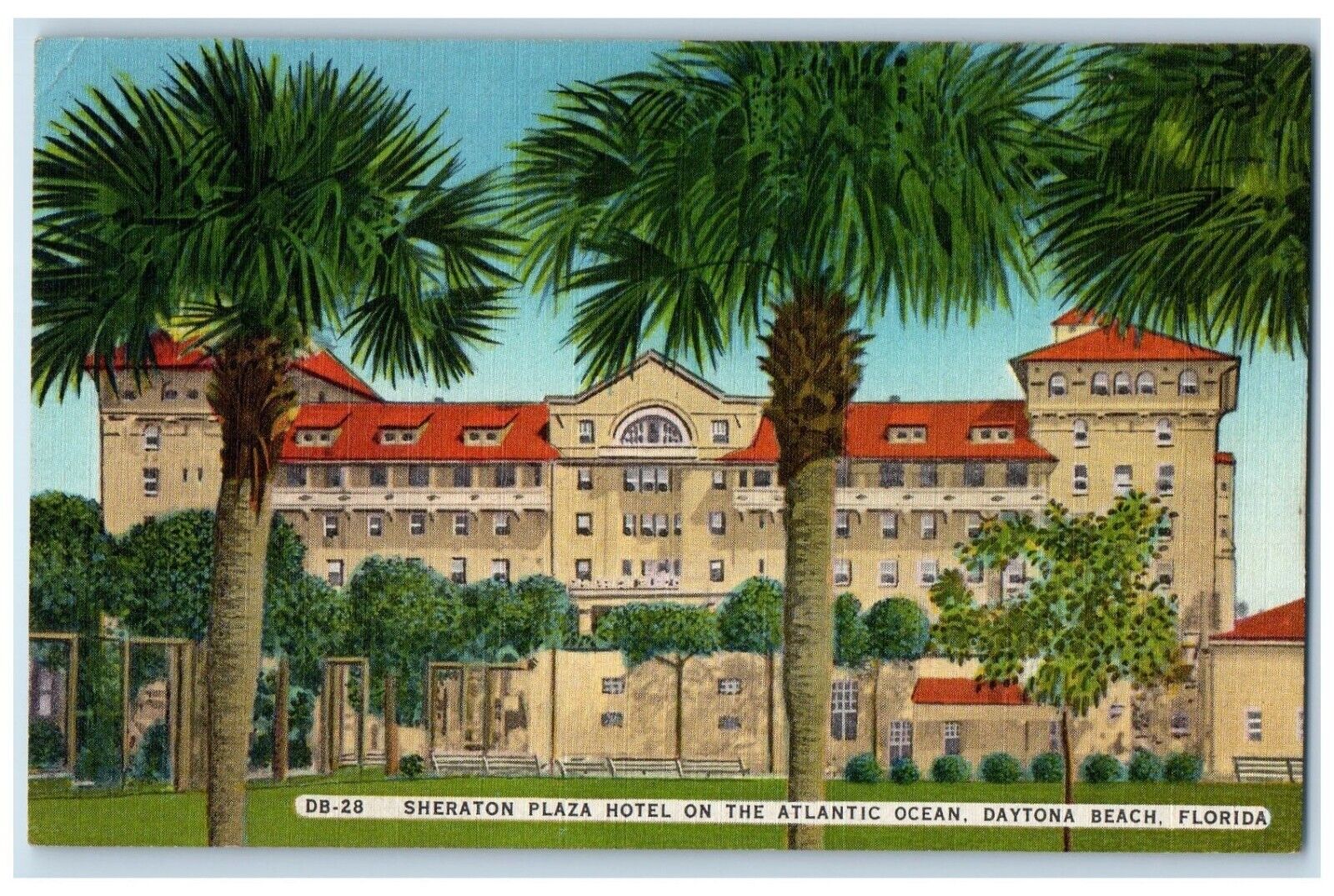 c1930's Sheraton Plaza Hotel On The Atlantic Ocean Daytona Beach FL Postcard