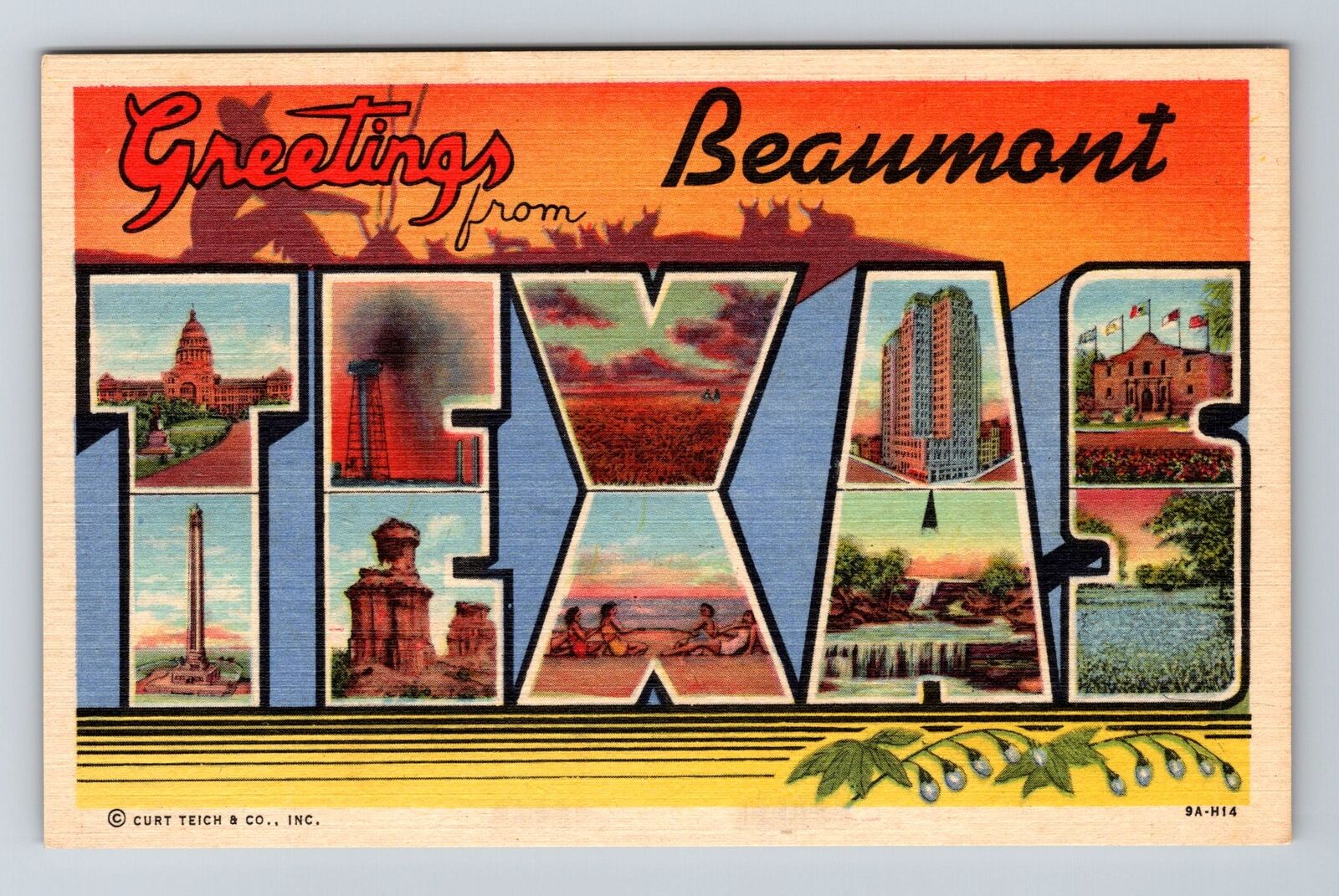 Beaumont TX-Texas, LARGE LETTER Greetings Vintage Souvenir Postcard
