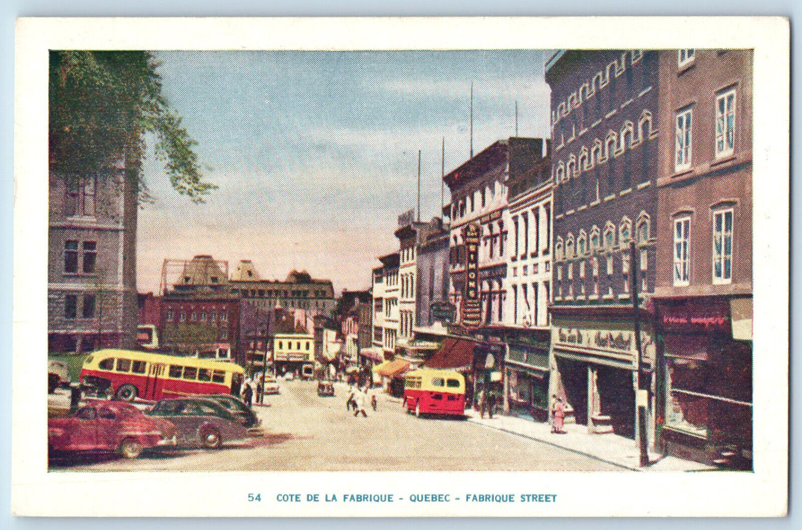 Quebec Canada Postcard Scene at Fabrique Street c1940\'s Vintage Unposted