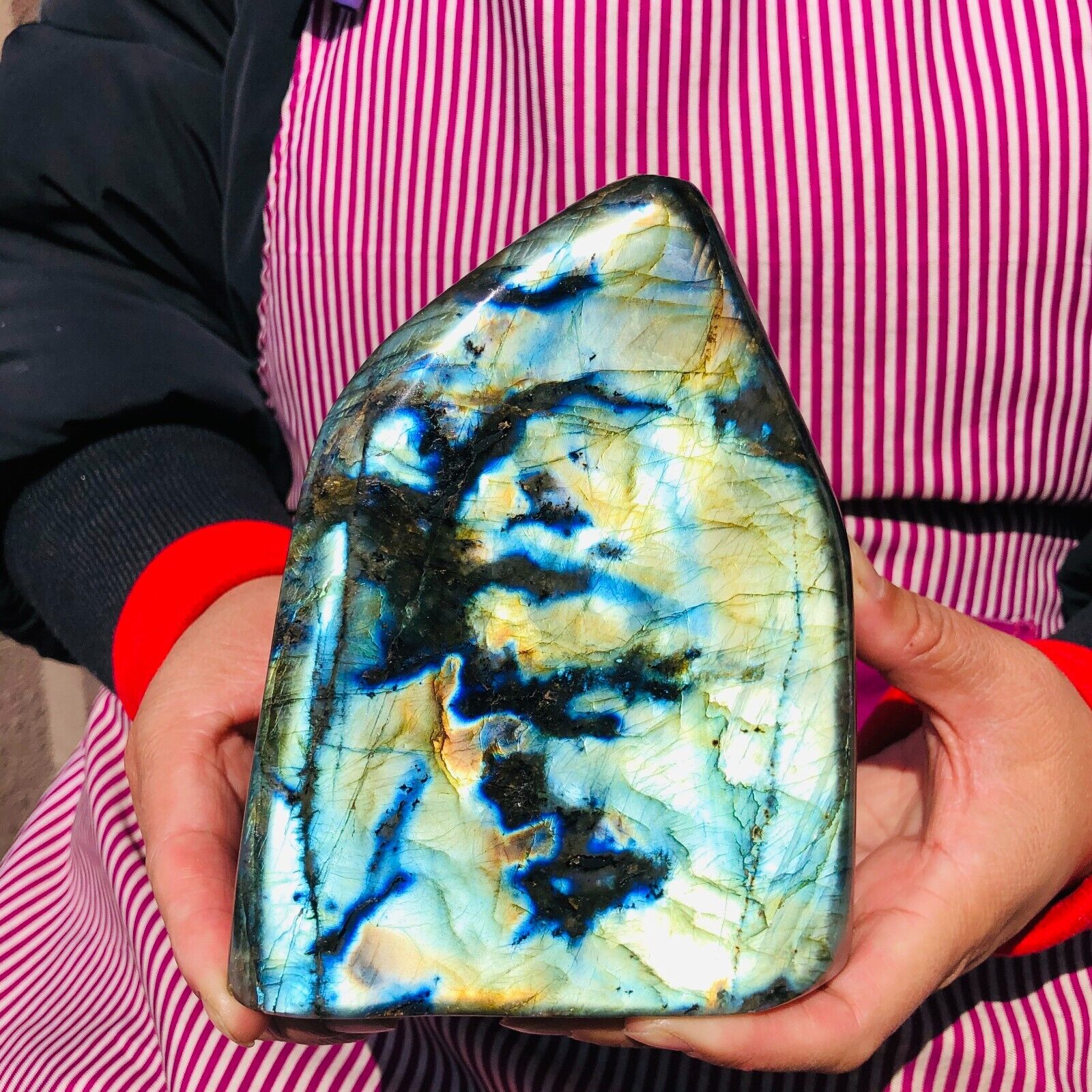 4.04LB Natural Gorgeous Labradorite Quartz Crystal Stone Specimen Healing