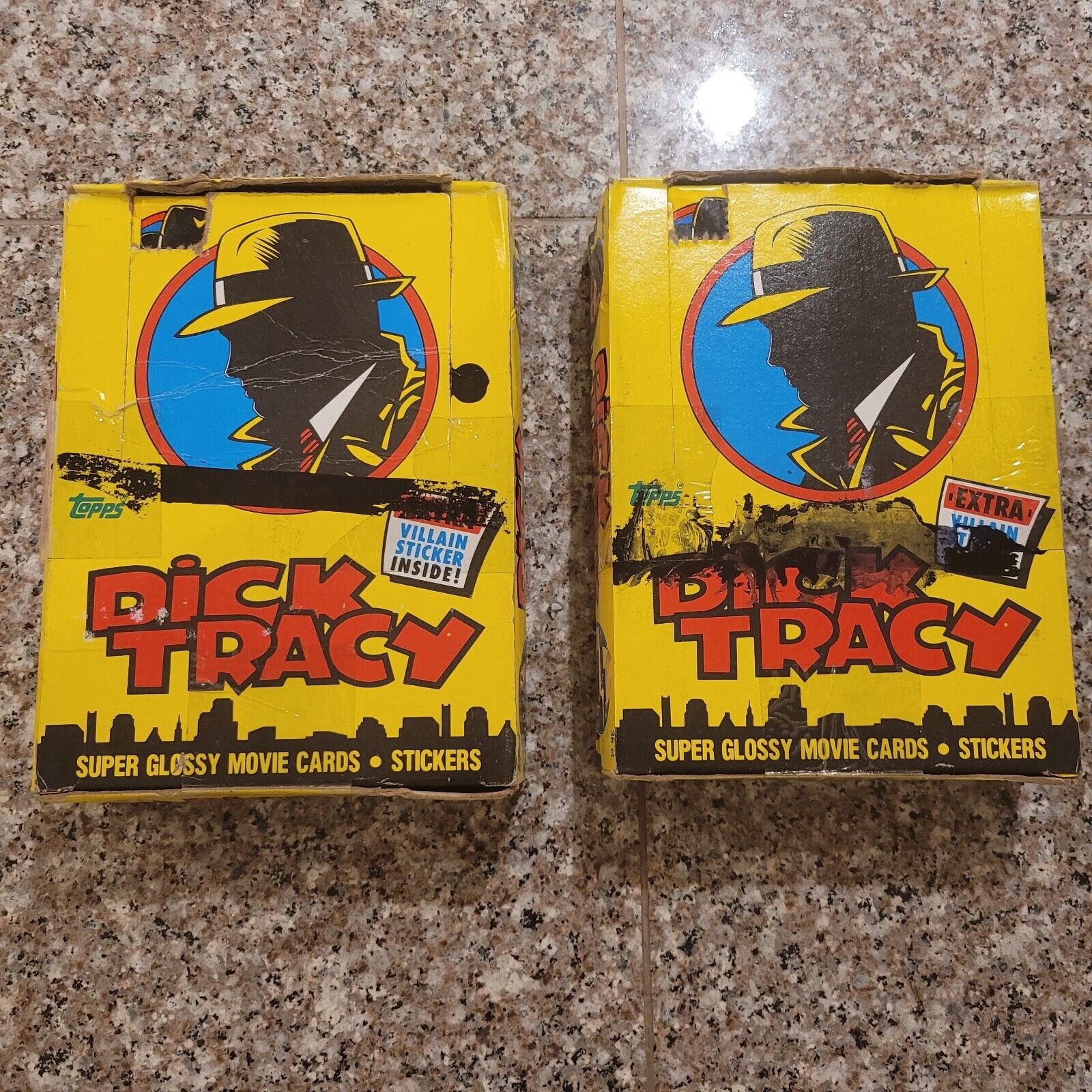 2 Box Lot of 1990 Dick Tracy Movie Trading Cards Factory Wax Boxes. 72 Packs. 
