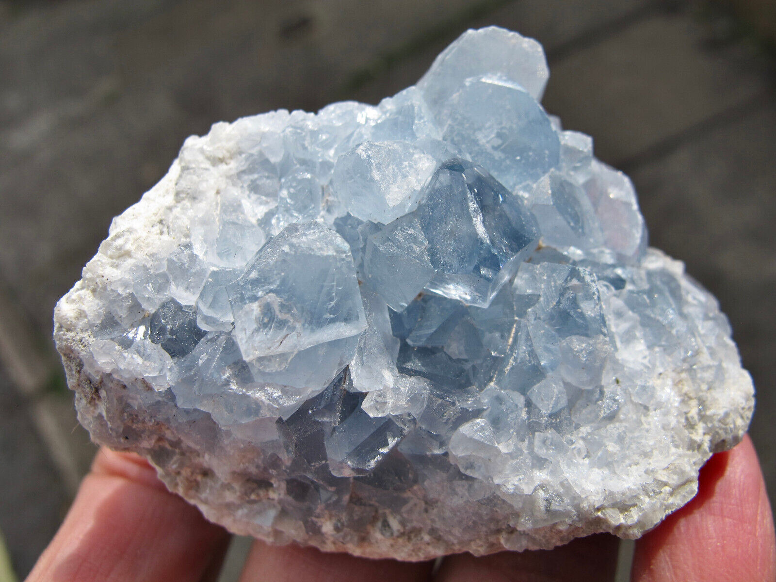 Celestite Crystal Geode Cluster Healing natural bed CELESTINE Deep blue 125g
