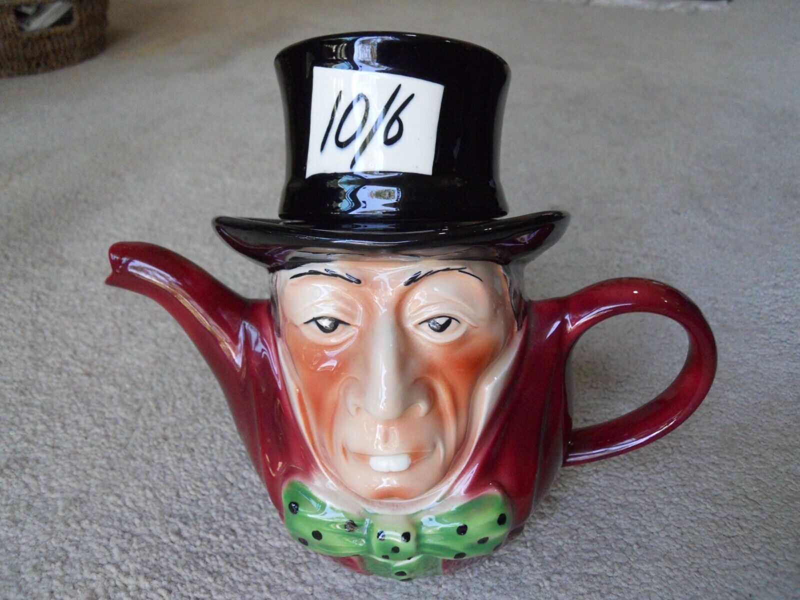 Alice in Wonderland Mad Hatter Teapot, Tony Wood, Staffordshire, England, 7.5\