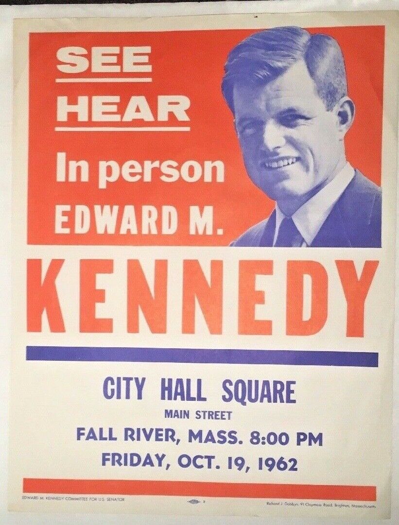 TED KENNEDY Fall River, US Senate 1962 Campaign Flyer