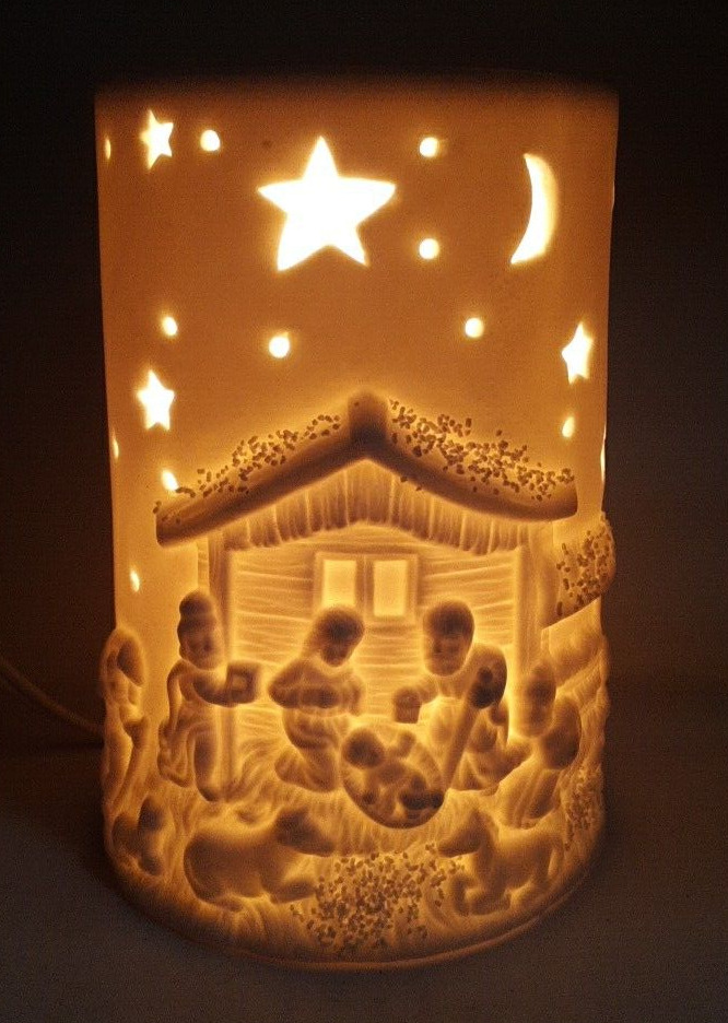 Christmas Bisque Nativity Scene  3D Lithophane Night Light Table Lamp Decor