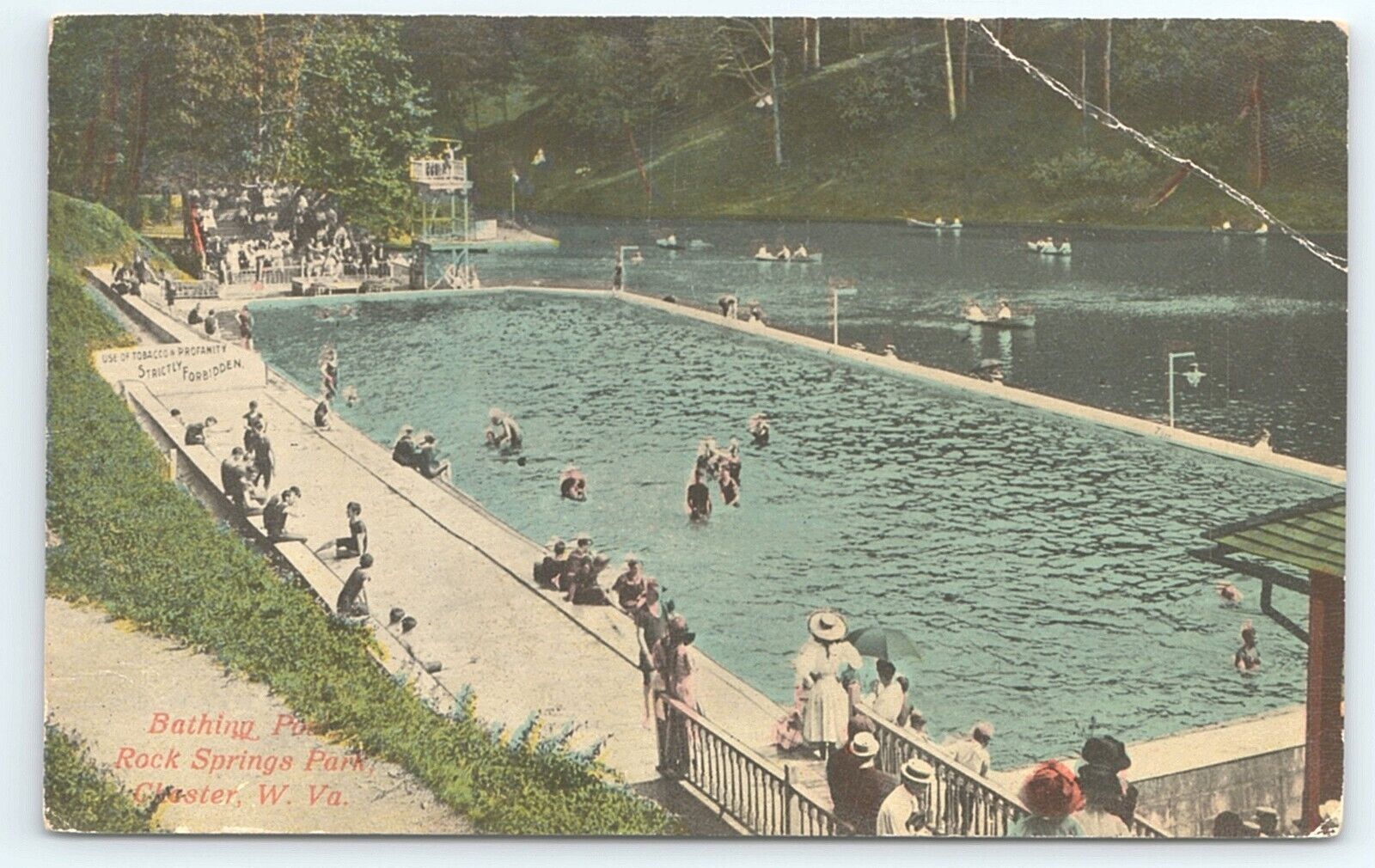 Postcard Bathing Pool Rock Spring Park Chester West Virginia posted 1912
