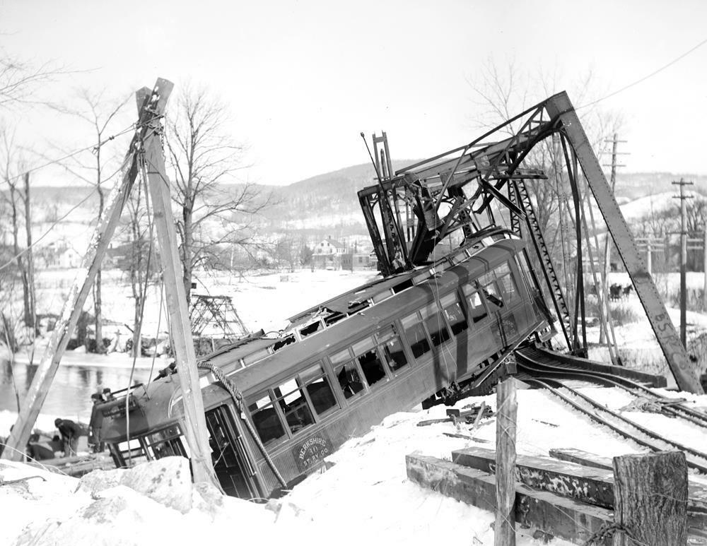 1904 Trolley Car Wreck, Lenox, MA Old Photo 8.5\