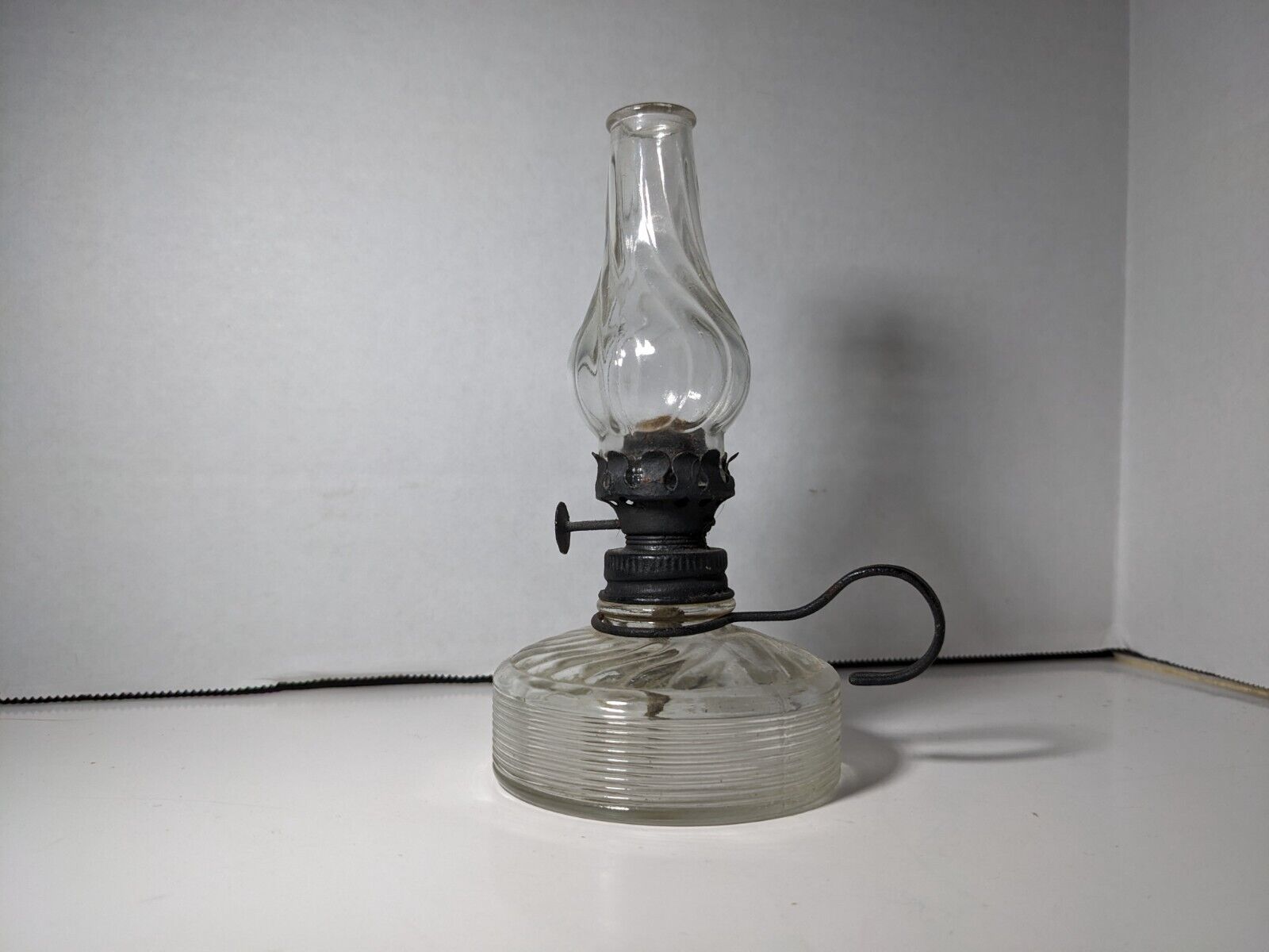 Antique Pressed  Depression Glass Victorian Oil Lamp