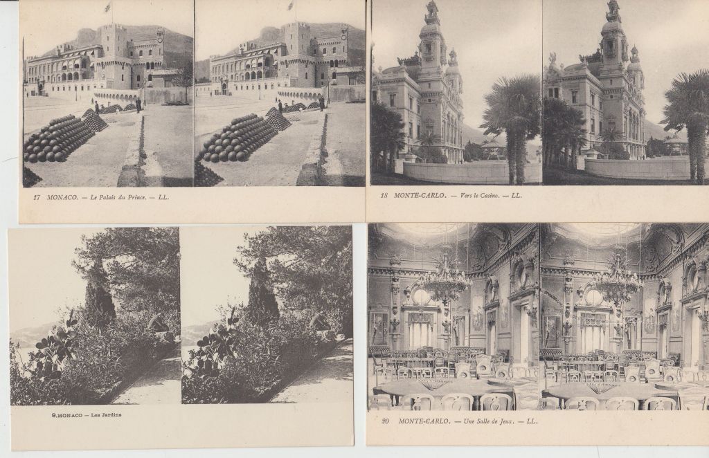 MONACO 17 Vintage STEREO Postcards Pre-1940 (L5140)