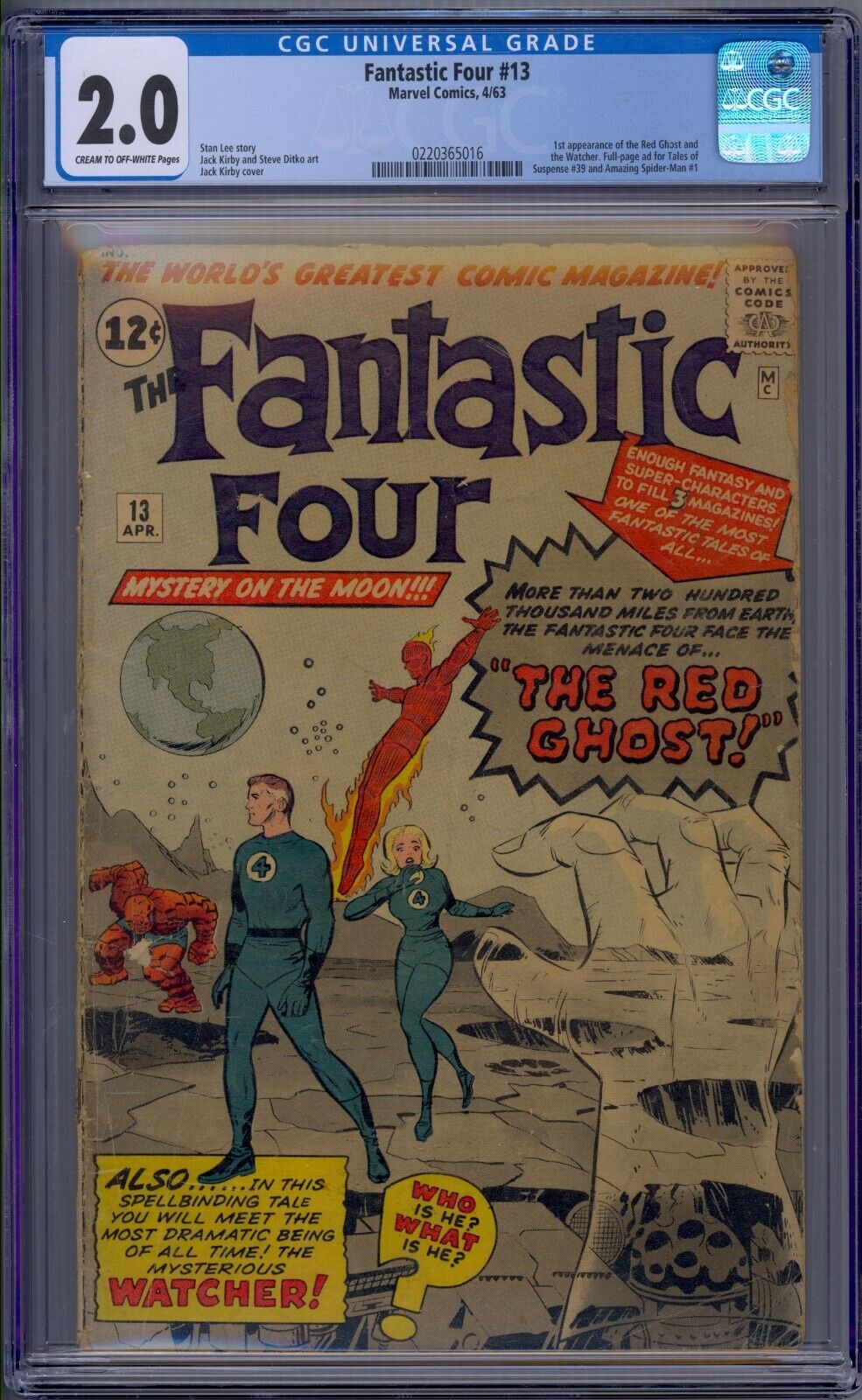 Fantastic Four #13 1963 Marvel Comics CGC 2.0 1st app Red Ghost Jack Kirby