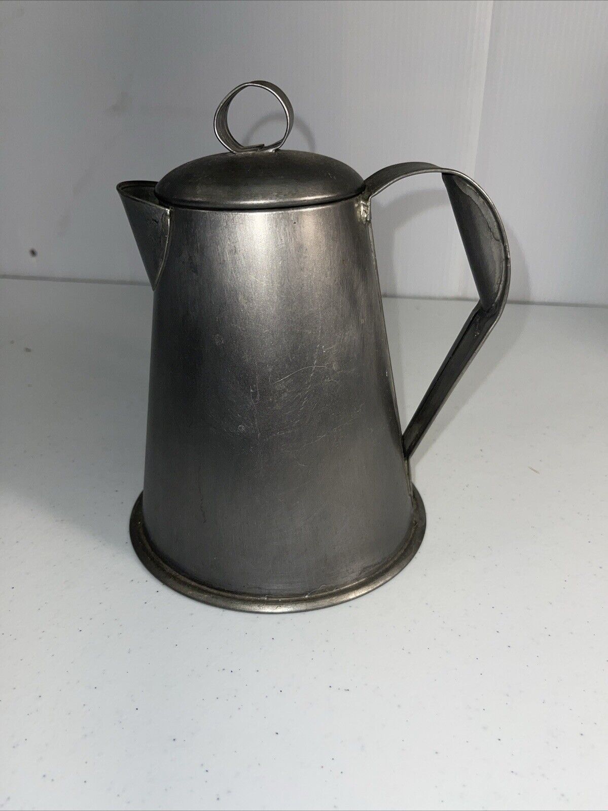 American Tinware Reproduction Colonial Kettle Handcrafted Pewter Finish