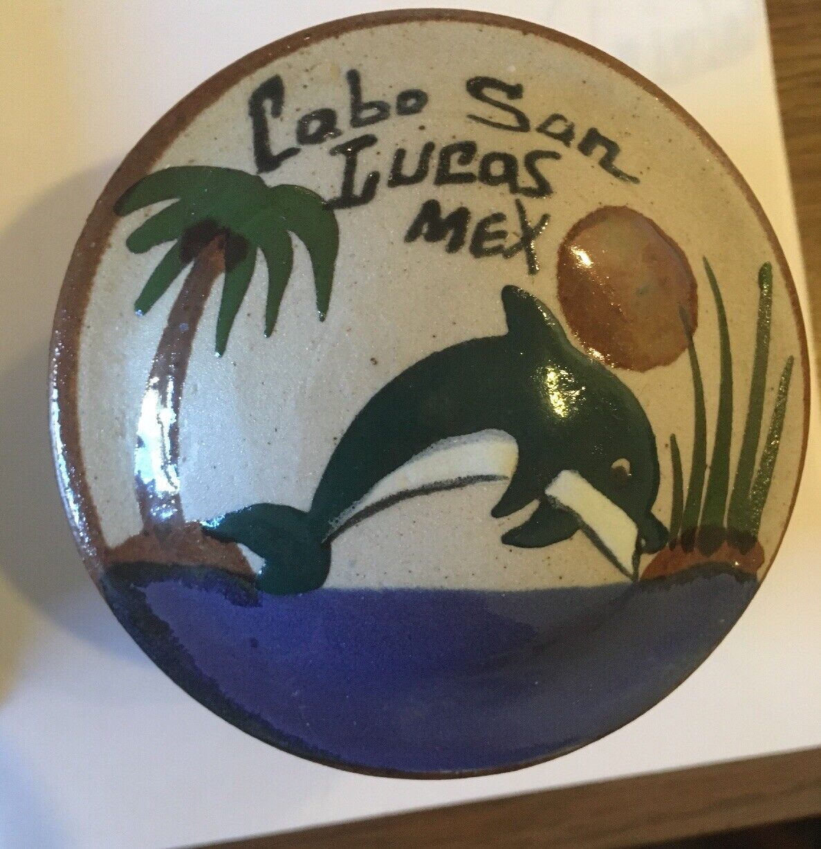 Vintage Ceramic  Pottery Trinket Dish Bowl, Cabo San Lucas Mexico , dolphin