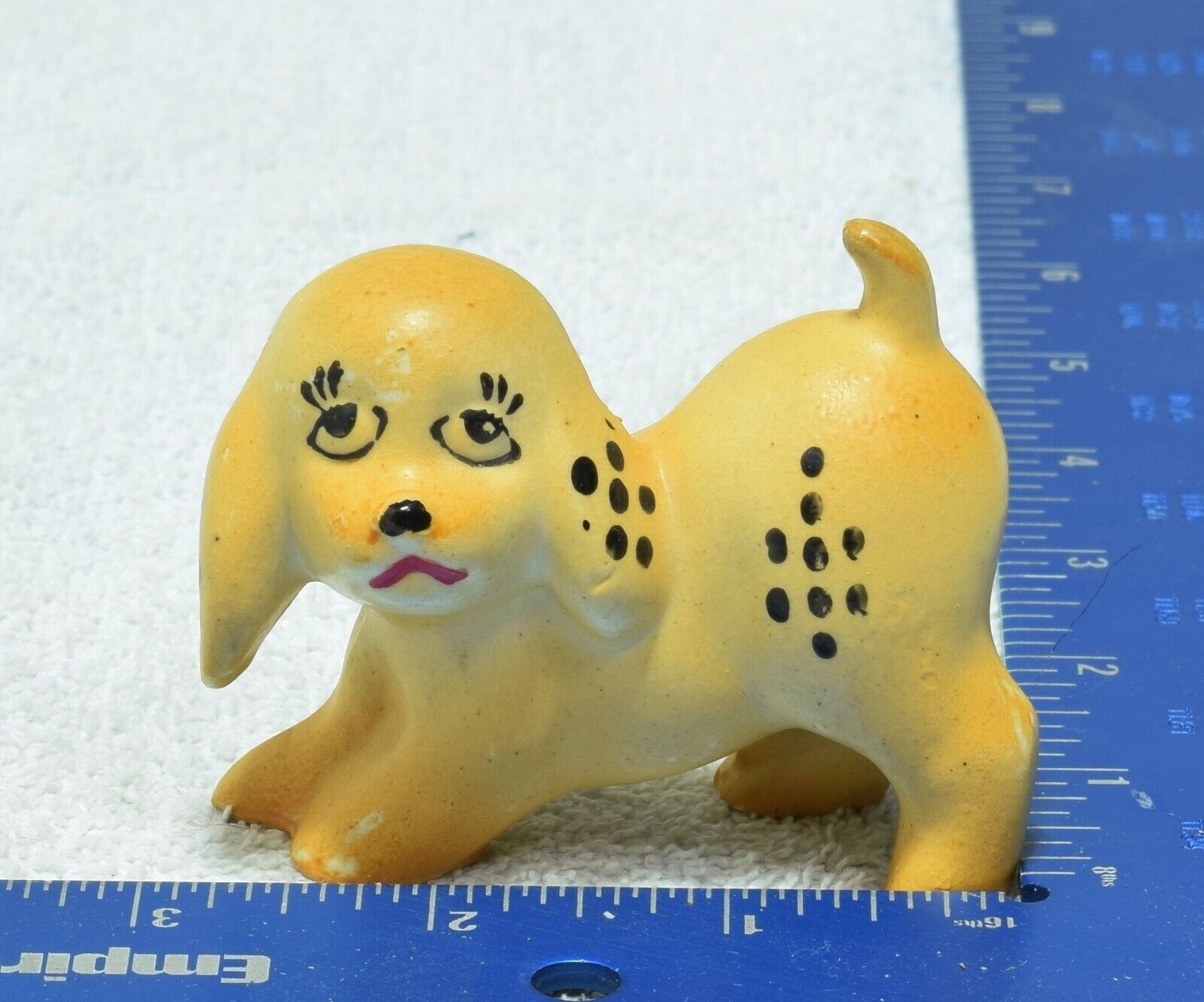 Hand Painted Vintage Porcelain Dog Figurine Orange/Tan Made in Japan 2.25\