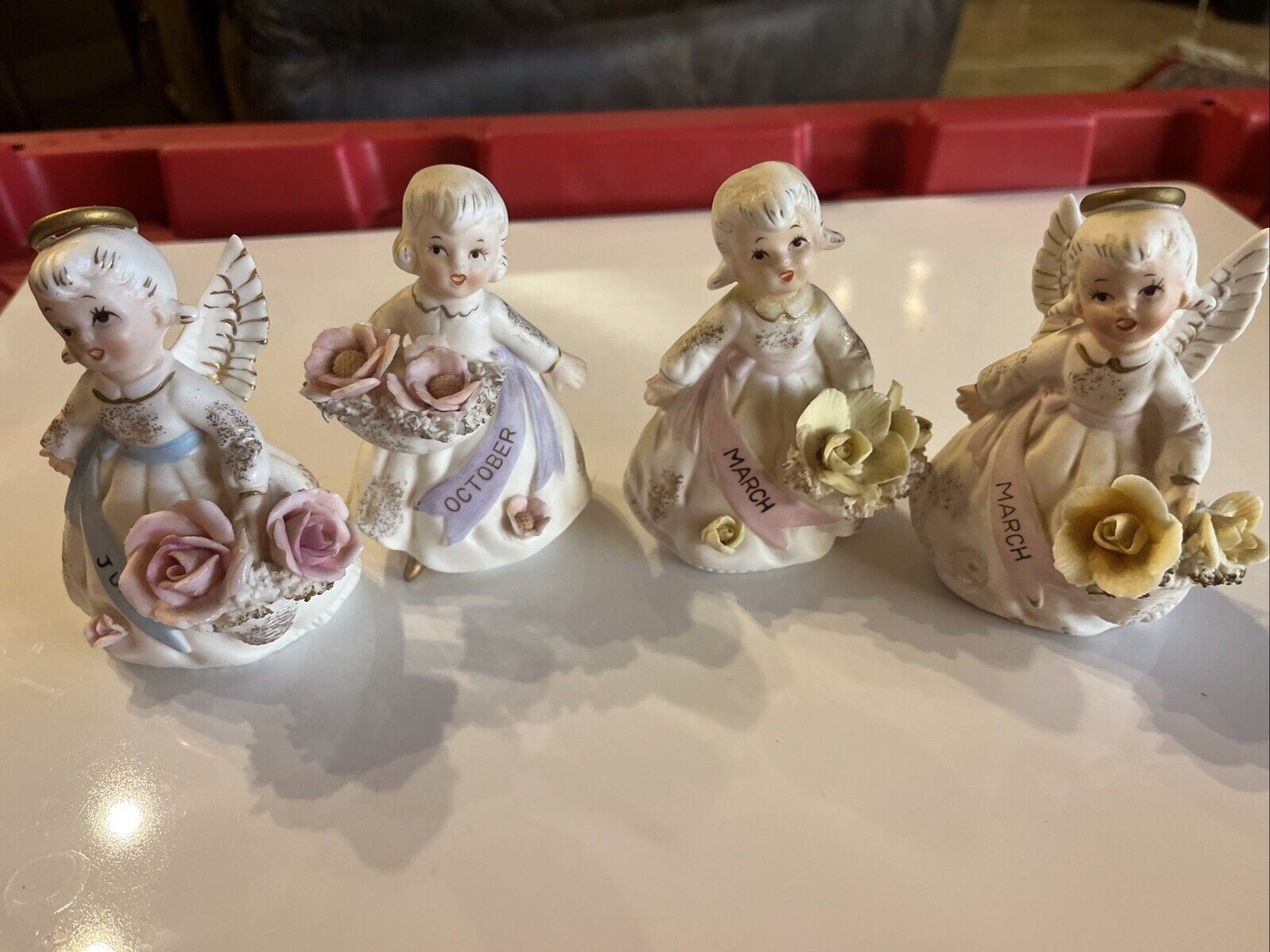 Lot of 4 Lefton Birthday Angels And Girls “As Is”  Vintage See Description