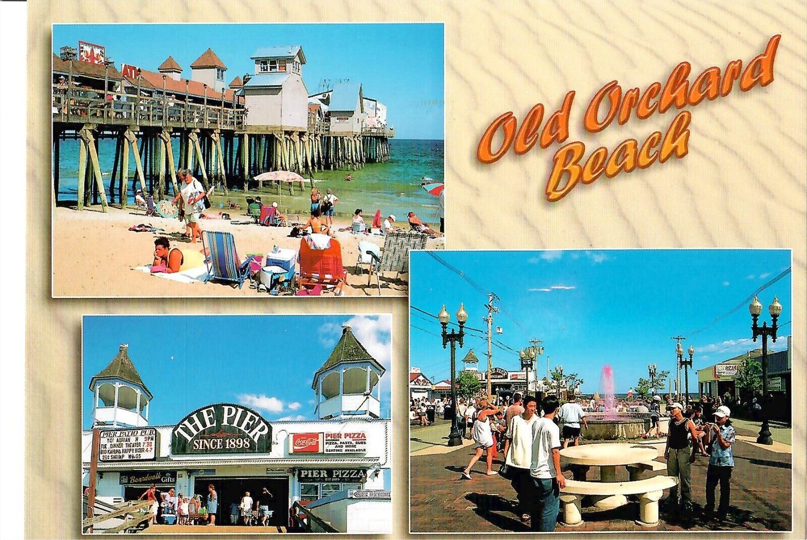 NEW 4x6 Unposted Postcard Maine Old Orchard Beach Multi-view pier ocean tourism