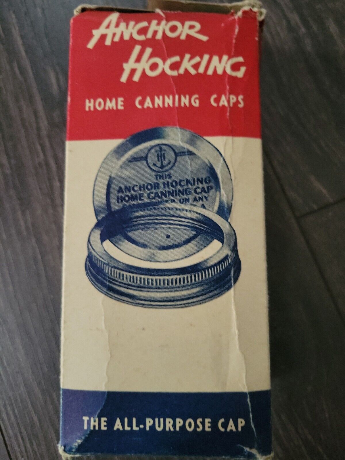  Anchor Hocking Standard Mouth Canning Caps Box USA Vintage 6.5x3 in Empty