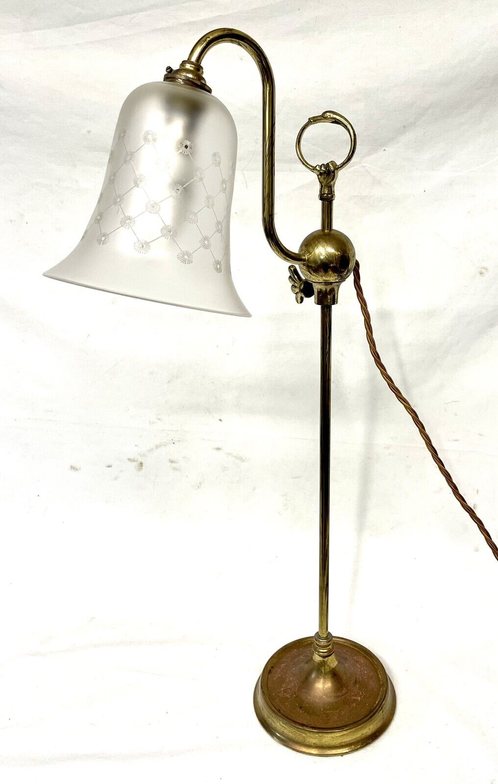 Original Antique EDWARDIAN Brass Rise and Fall Adjustable Desk / Table Lamp