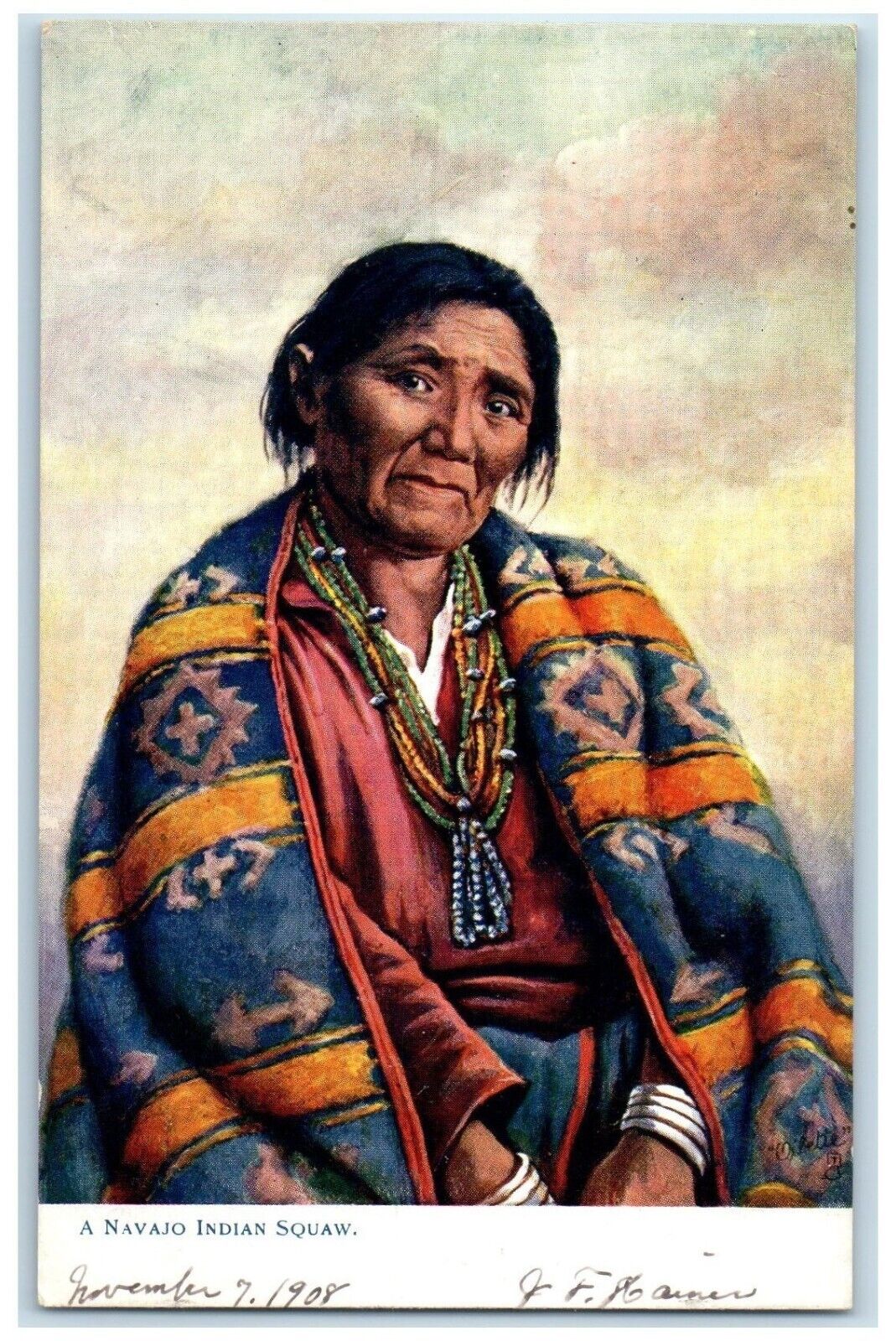 c1905 A Navajo Indian Woman Squaw Tuck's Oilette Posted Antique Postcard