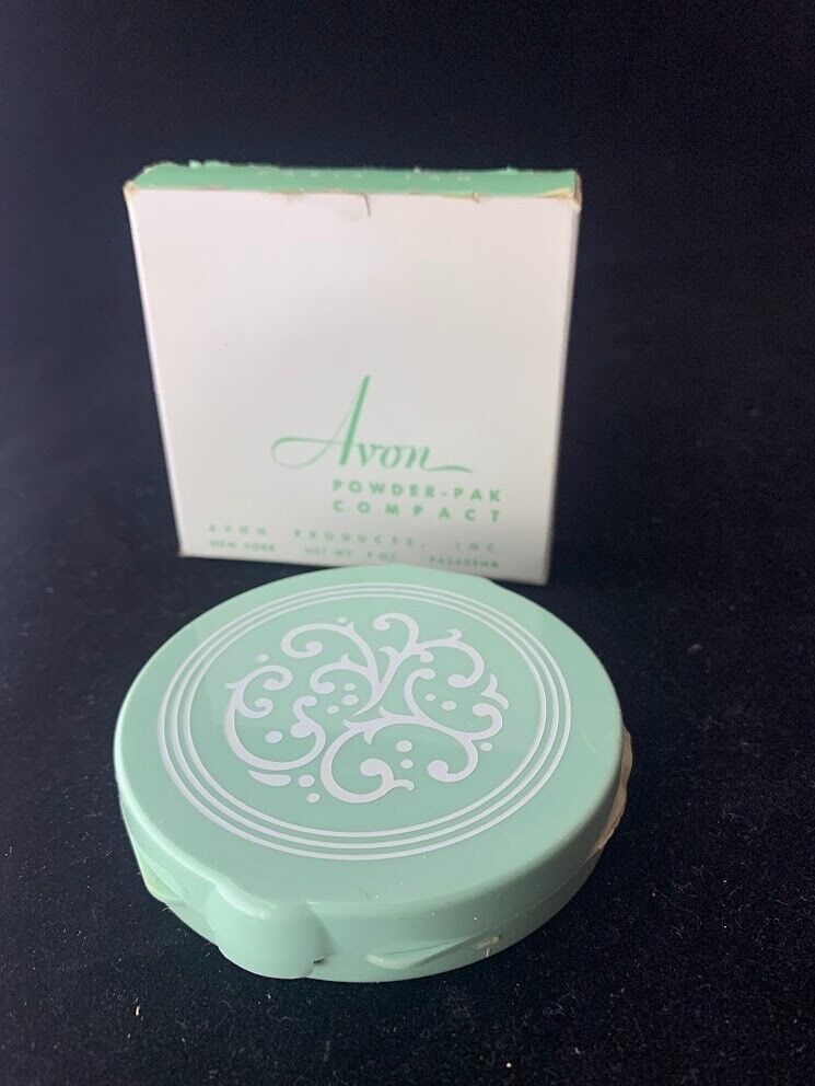 Vintage Avon Powder Compact Powder Pak Green \