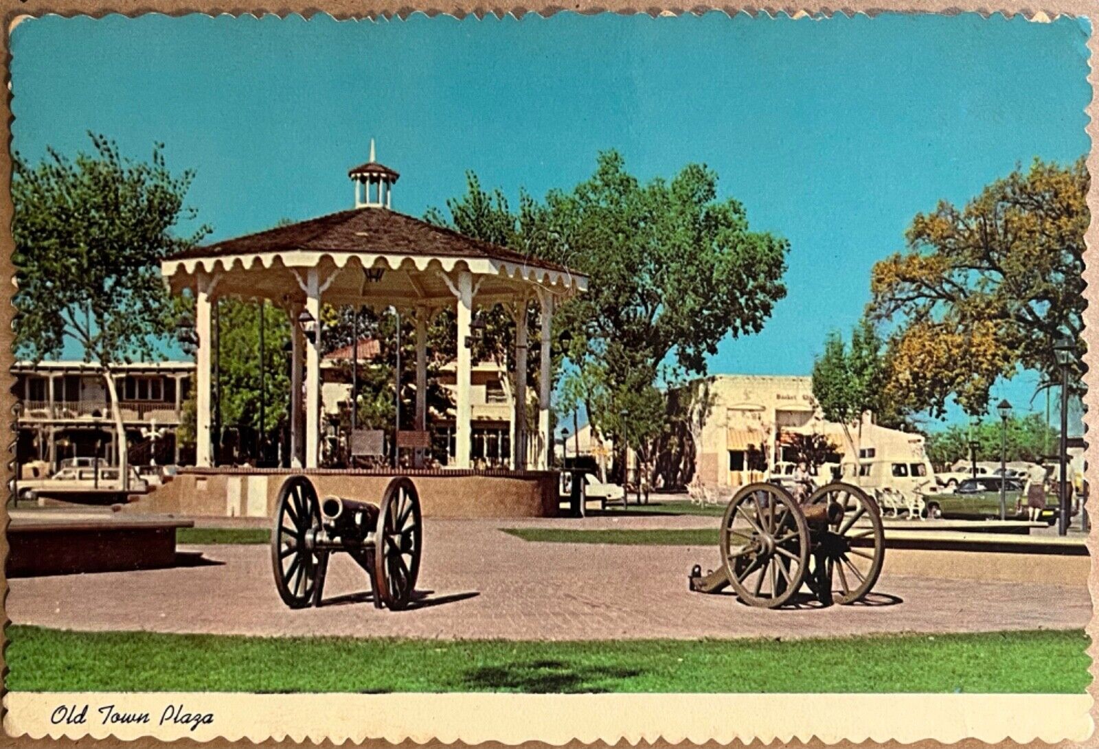 Albuquerque New Mexico Old Town Plaza Cannons Gazebo 6x4 Postcard c1960