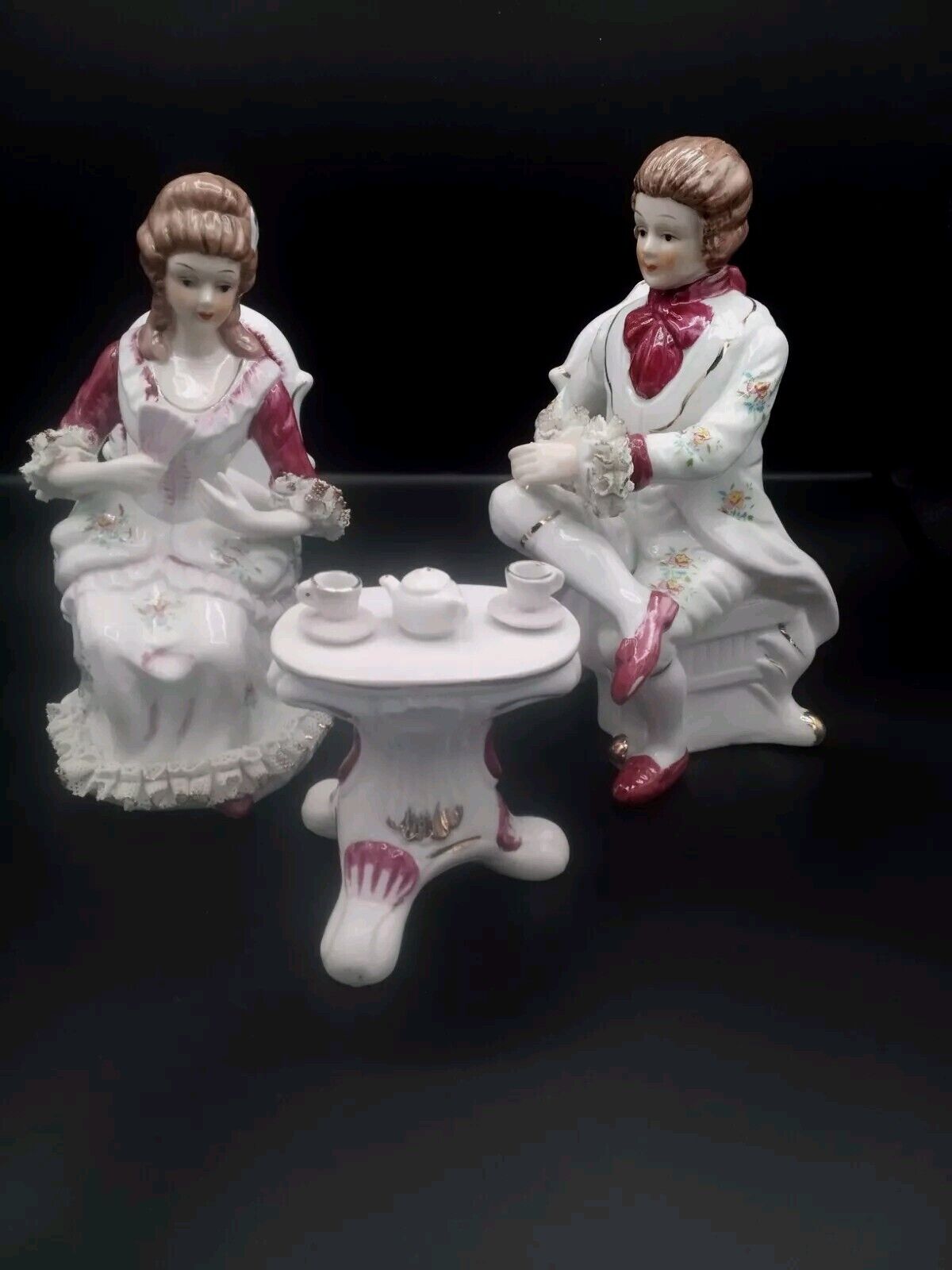 Rare Vintage Victorian Couple Porcelain Figurines