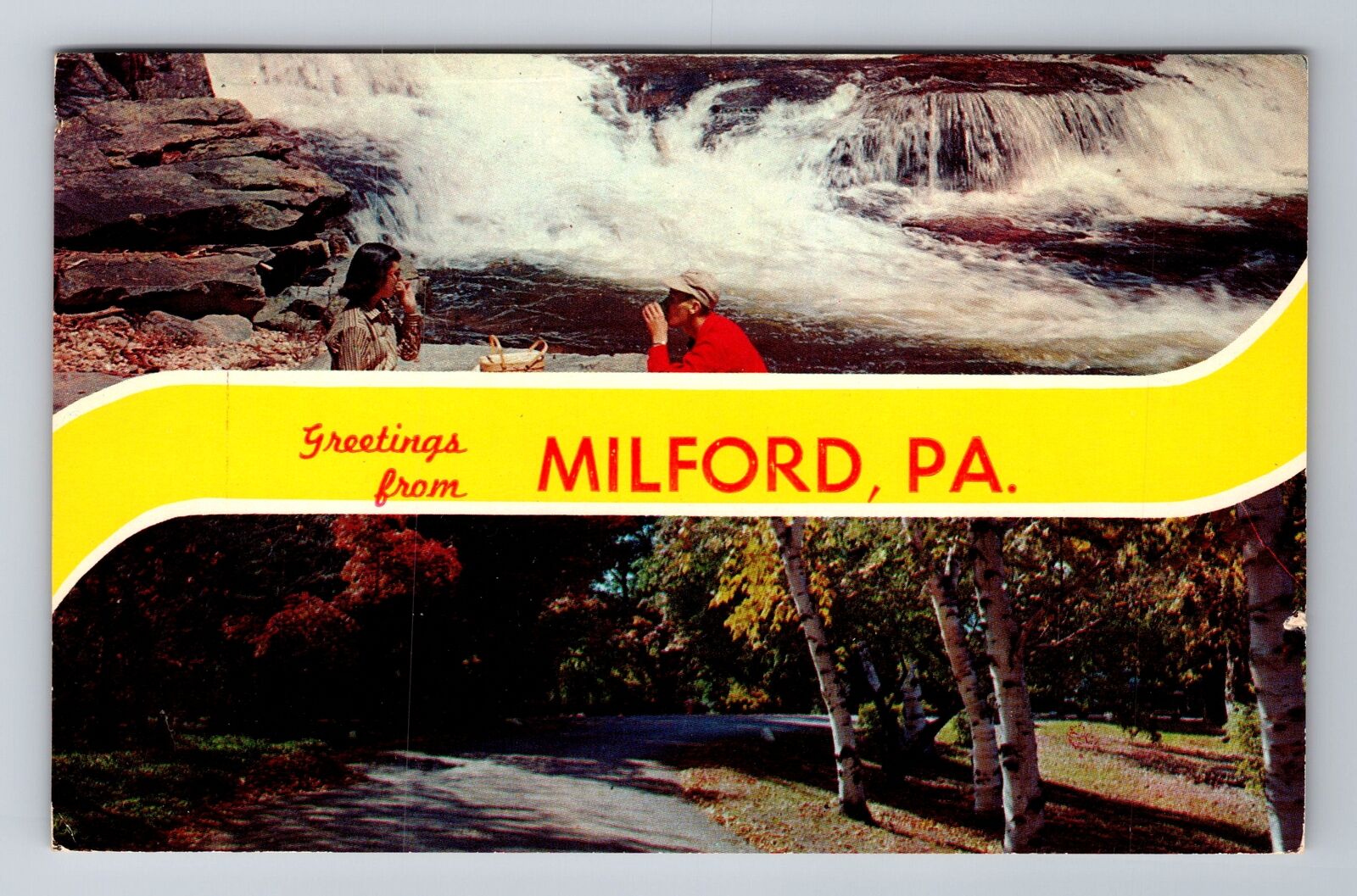 Milford PA- Pennsylvania, General Banner Greetings, Vintage c1934 Postcard