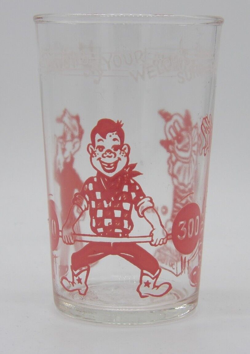 VTG 1953 Howdy Doody Drinking Glass Red Welch’s,Helps You Made Them Strong