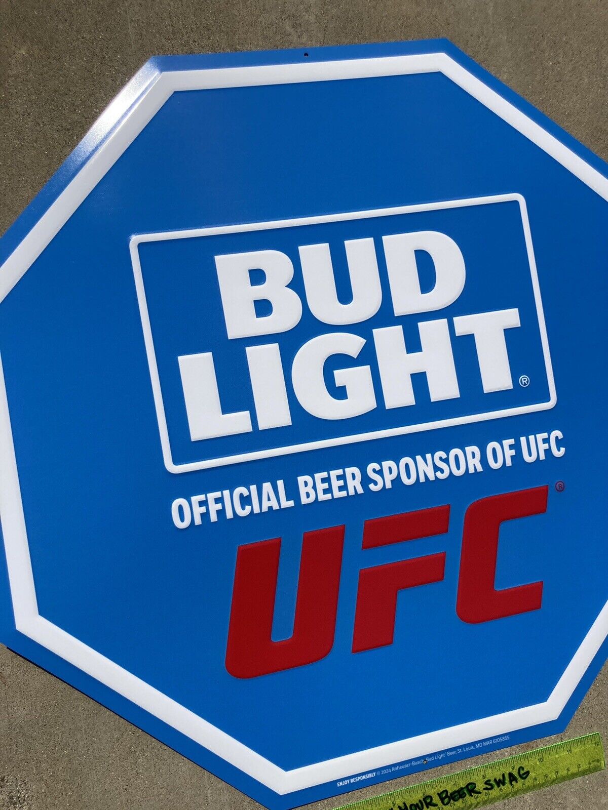 🔥New Bud Light UFC MMA Metal Beer Tin Tacker Octagon Sports Bar Mancave Sign