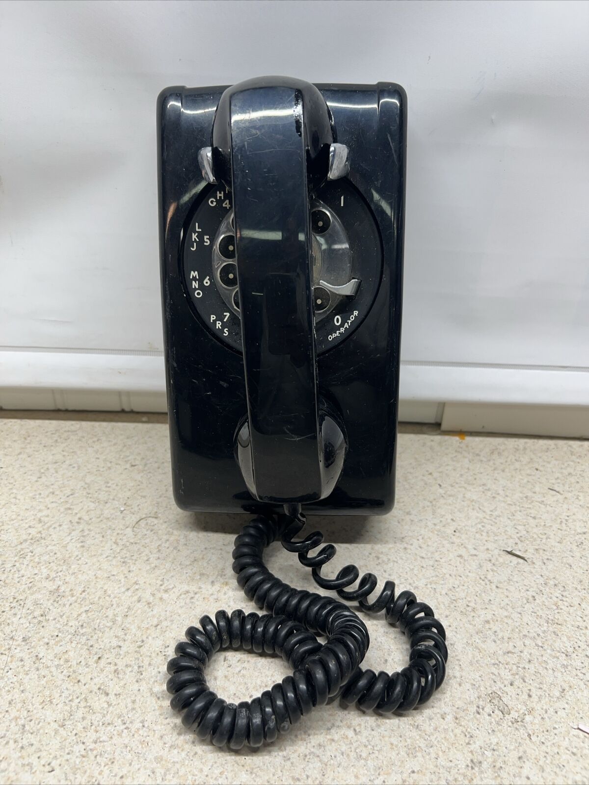 Vintage IT&T Black Rotary Wall Phone UNTESTED 