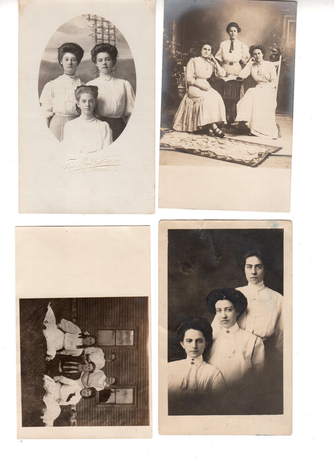RPPC Postcards (Lot of 4): Anonymous Women - 3 studio and 1 outdoors - location?