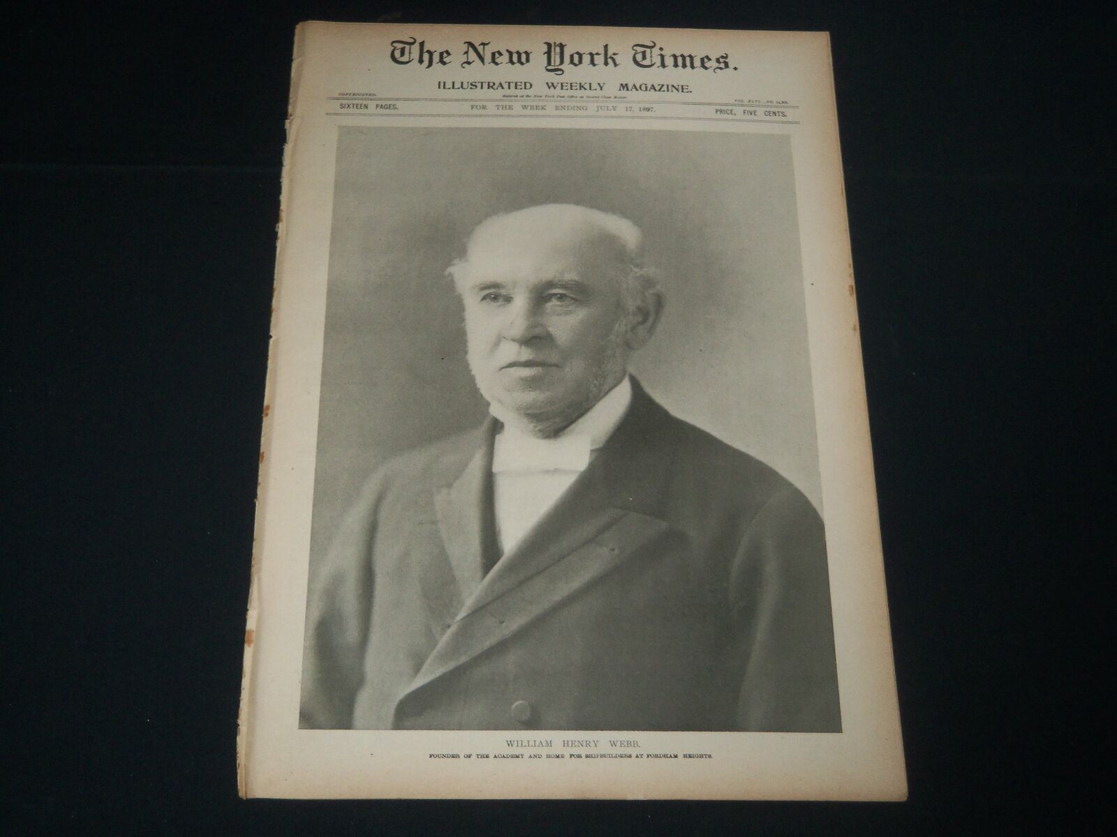 1897 JULY 17 NEW YORK TIMES ILLUSTRATED MAGAZINE - WILLIAM HENRY WEBB - NP 3870
