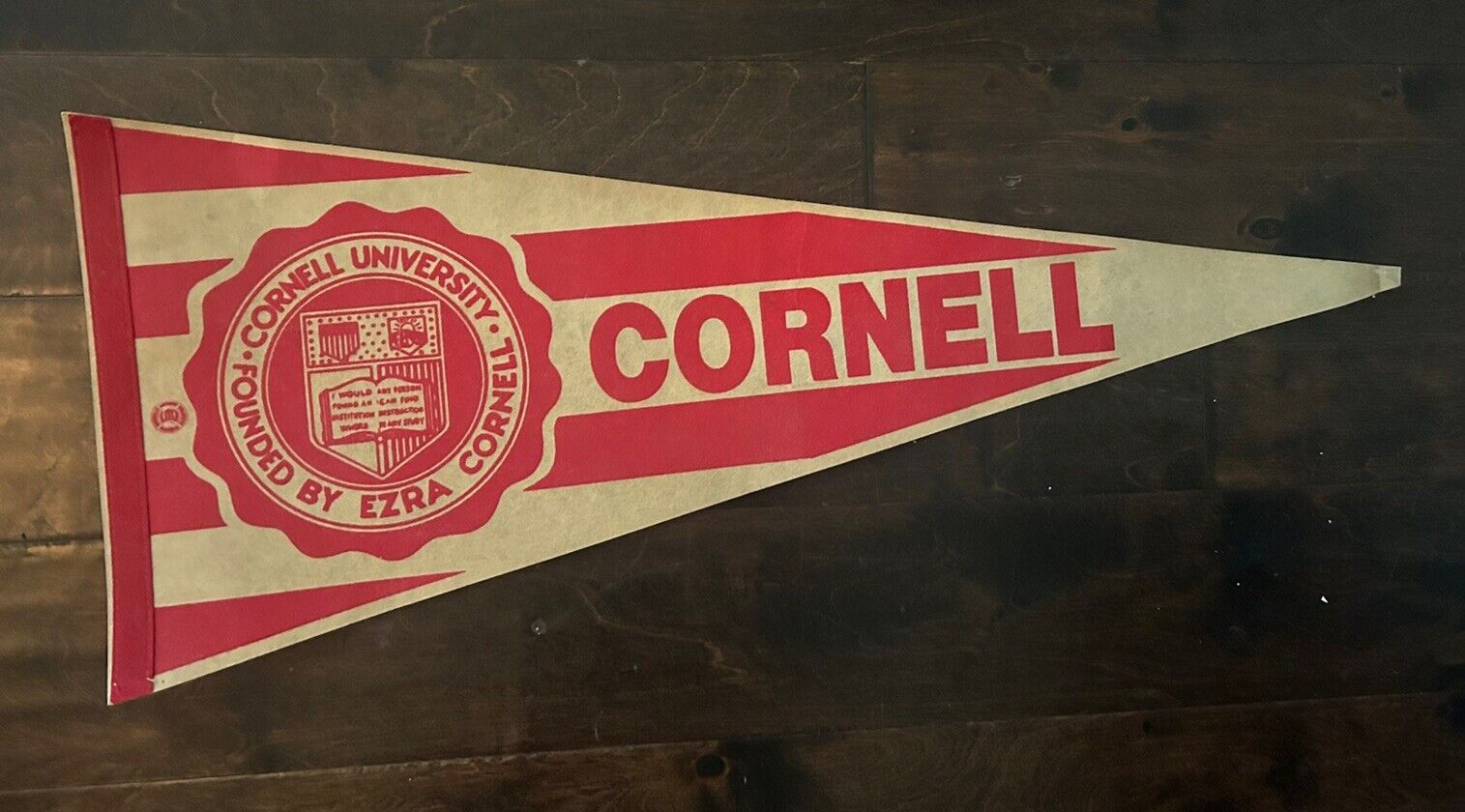 VTG Cornell University felt PENNANT flag Full Size 29” Vintage Ivy League
