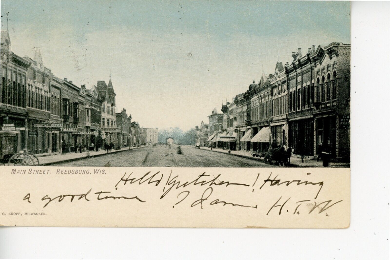 Postcard, Main Street, Reedsburg,  Wis   CWI 193-194