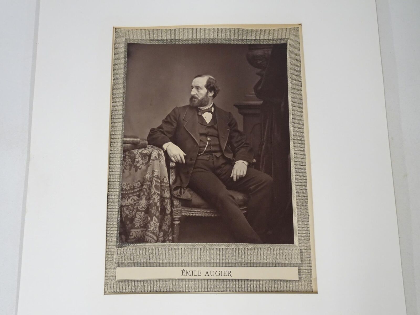 Woodburytype Carbon Print Portrait French 19th Century Dramatist Emile Augier