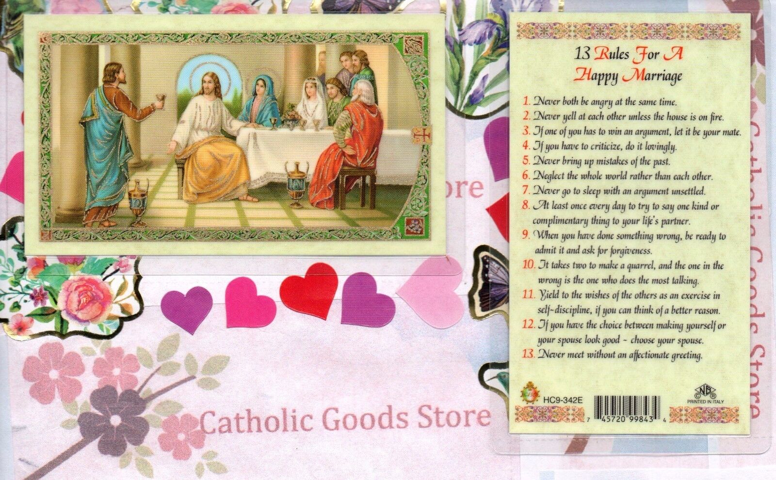 13 Rules for a Happy Marriage - Laminated Holy Card 342E