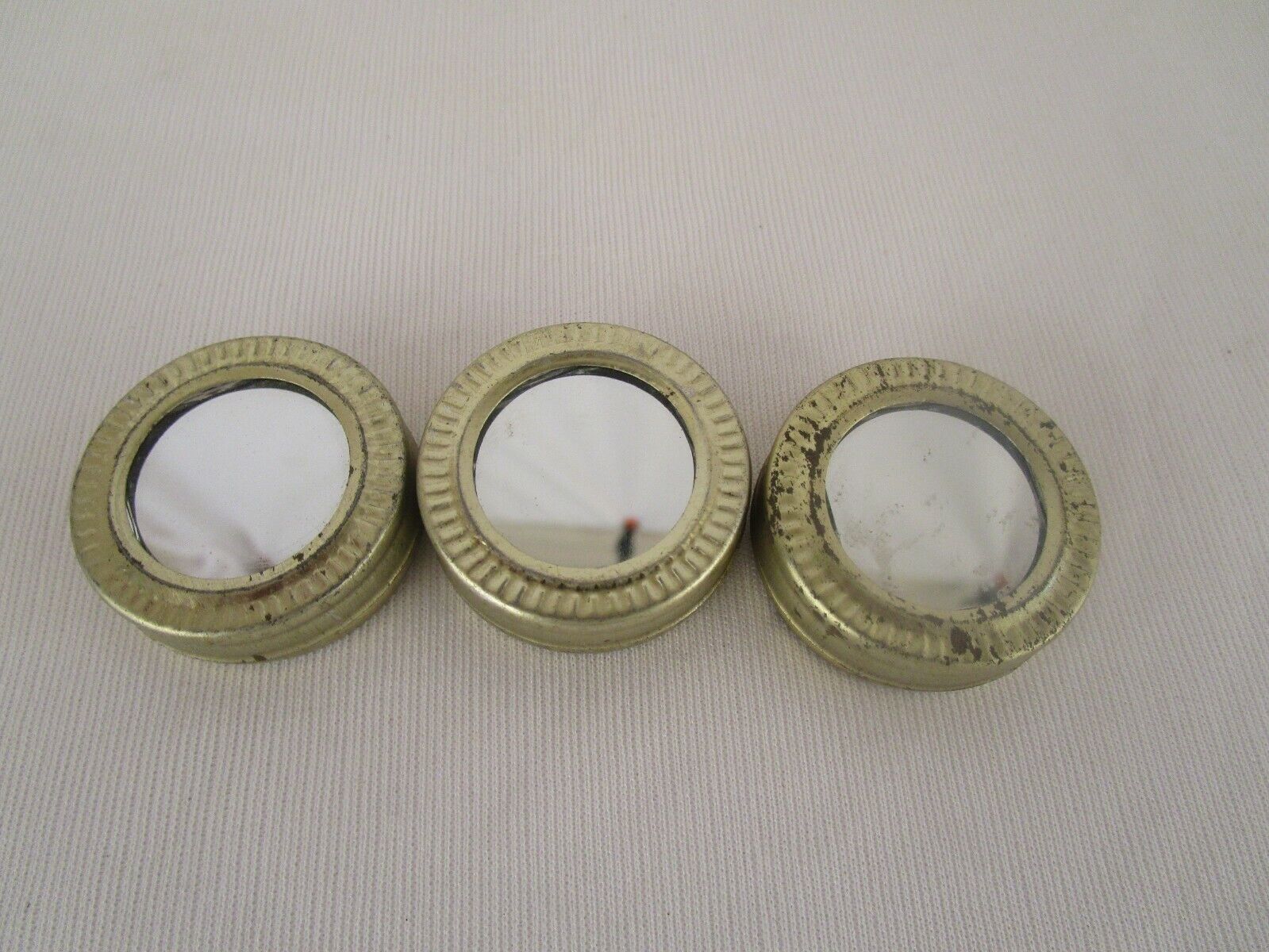 3 Pcs.Mini Vintage Mirror Fitted Makeup kajal powder / Eyeliner Round tin Box