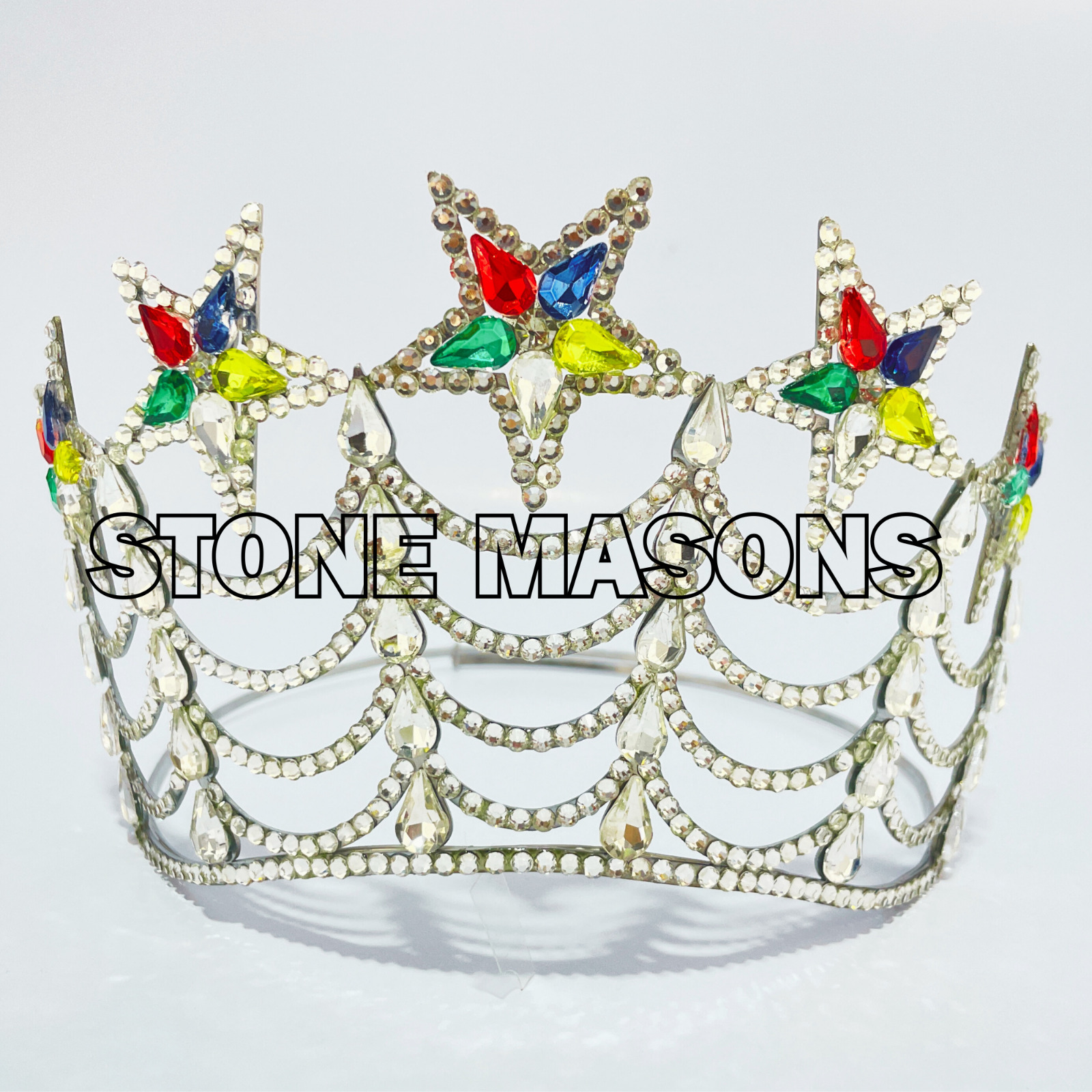 Masonic OES 5 Stars New Style Tall Crown, OES Five Star OES Crown Silver Tone