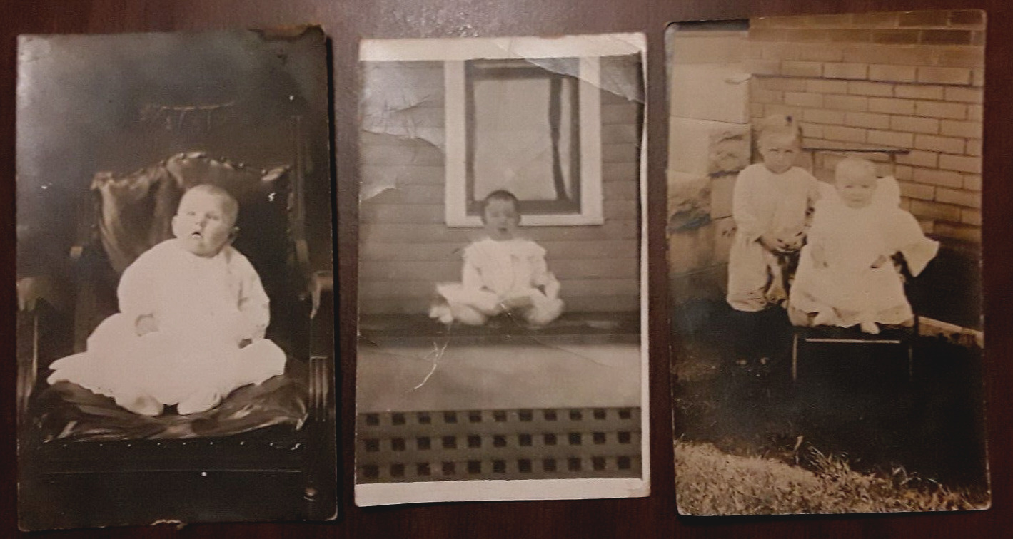 Lot 3 Antique BABY REAL PHOTO POSTCARDS Old Child Kid Photographs USA no reserve