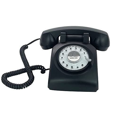 TelPal Retro Single Line Corded Desk Telephone Classic Vintage Rotary Dial Ha...