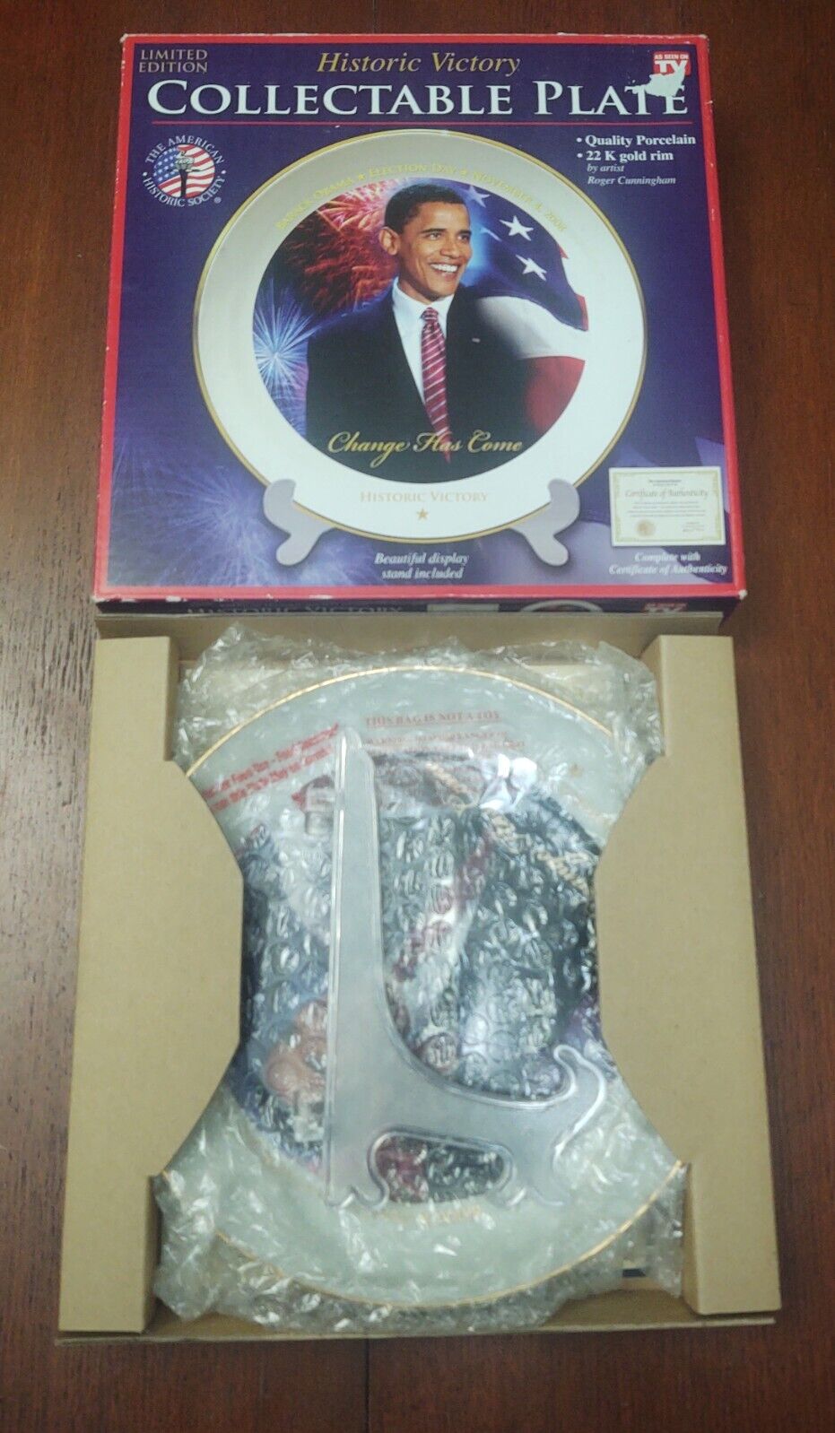 Limited Edition Barack Obama Historic Victory Collector Plate COA Collectible 