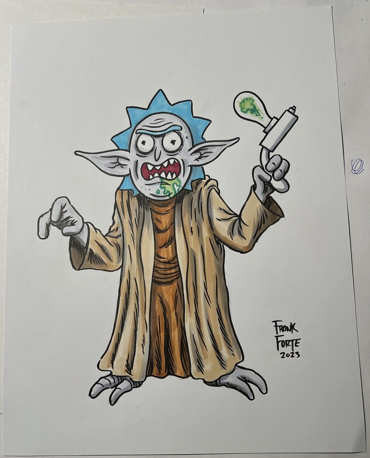 Rick Sanchez  Yoda Rick & Morty  Star Wars Mash Up Original Art comic drawings