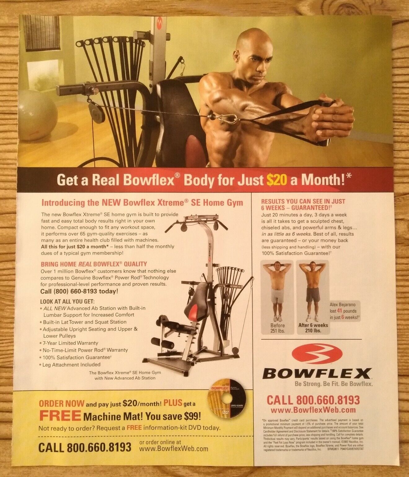 2007 Bowflex Body Xtreme SE Home Gym Muscular Man Photo Vintage Print Ad 