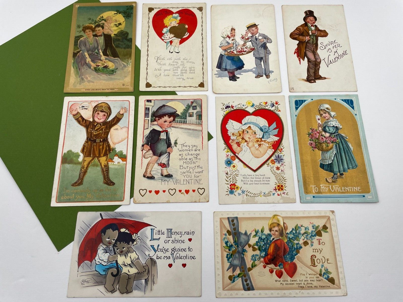Vintage Valentine Postcard 1910\'s 20\'s Lot of 10 Valentine\'s Holiday Poem