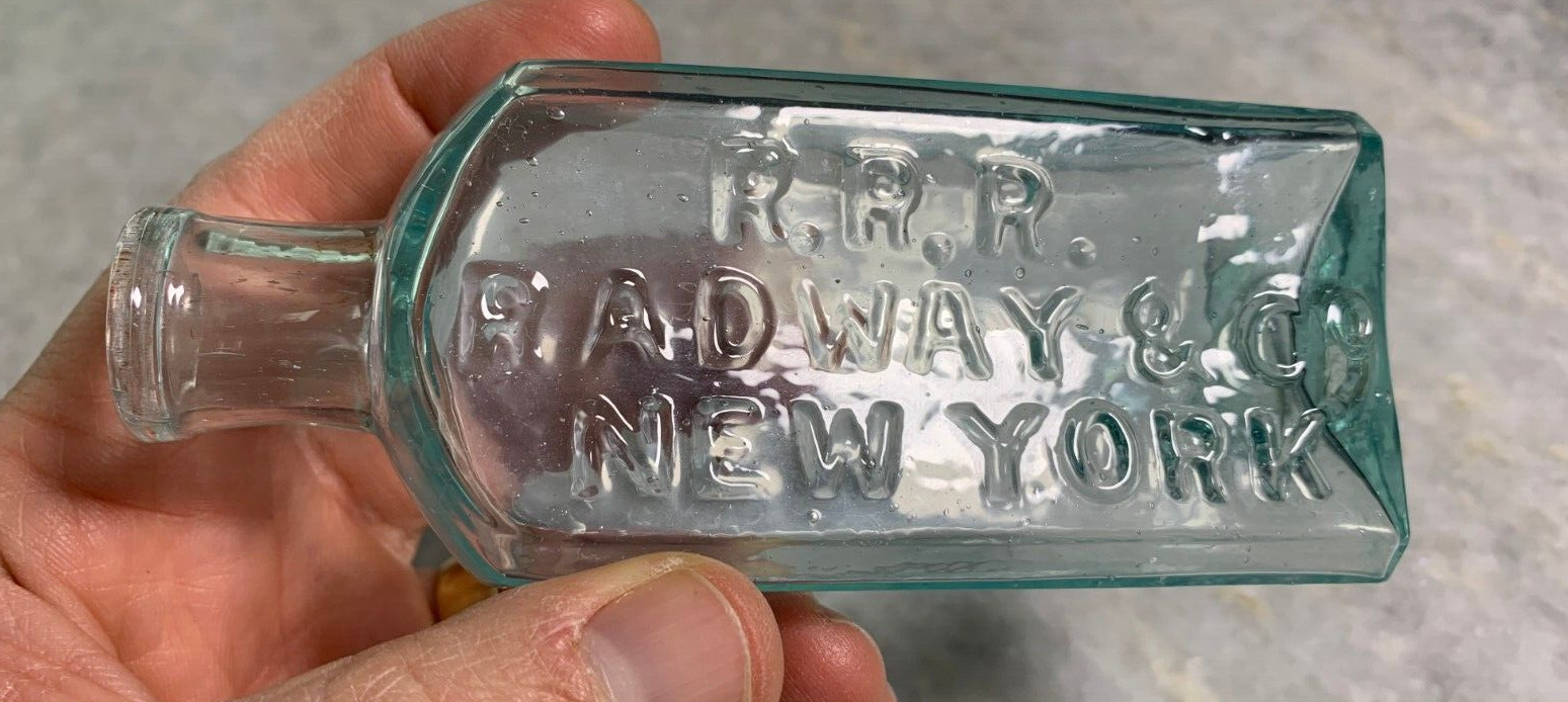 RARE 1825-1850 Open Pontil R.R.R. Radway Co New York Tooled Lip Medicine Bottle