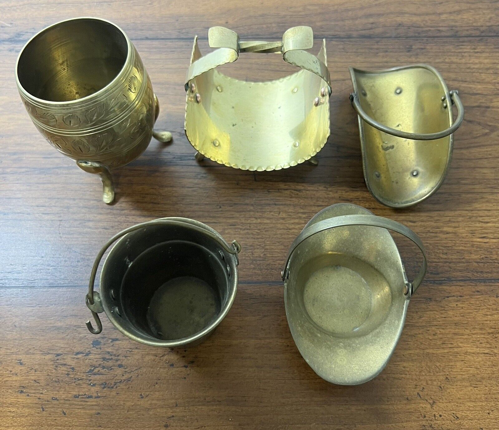 5x Vintage Solid Brass Decorative Pieces