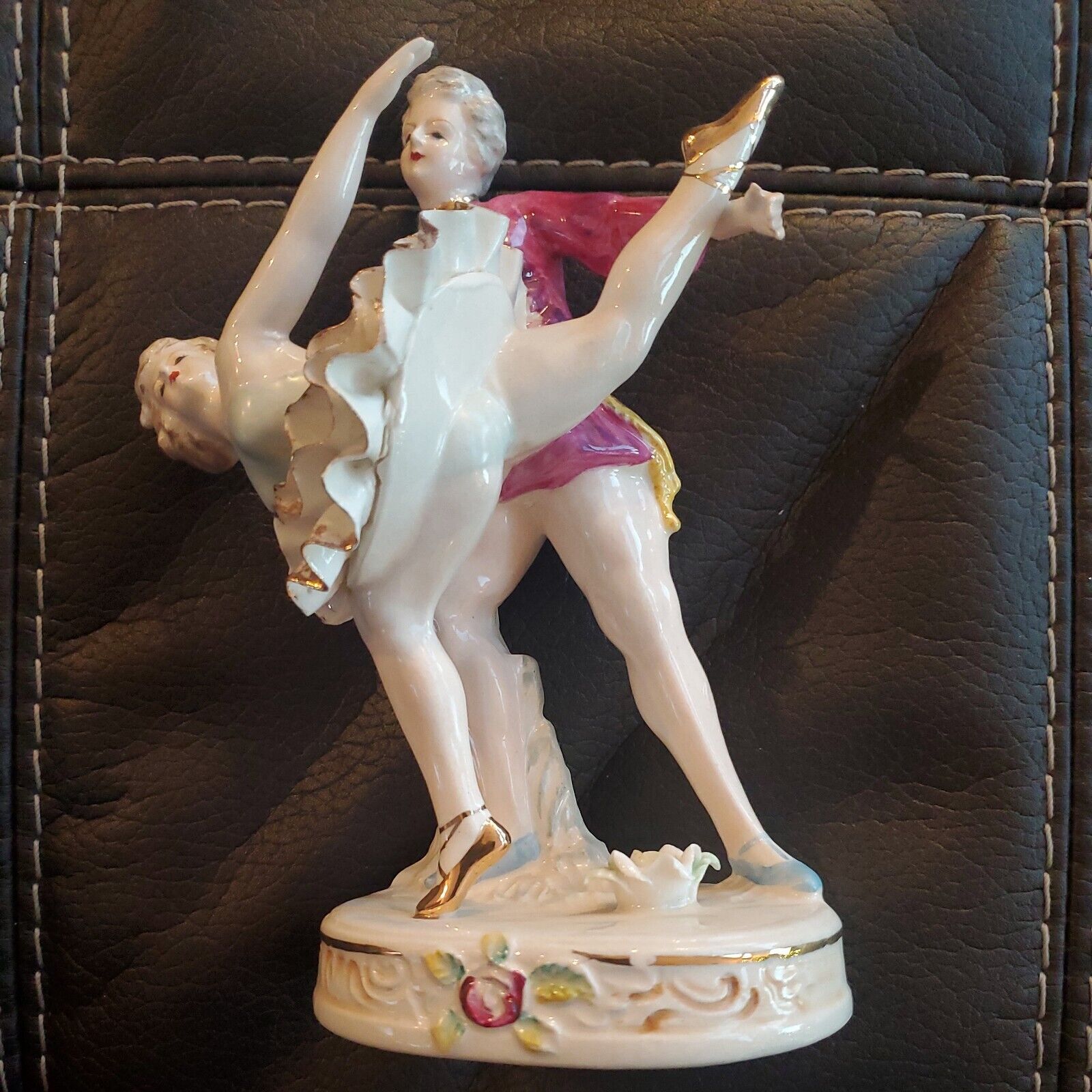French Ballerina Figurine Bone China Lace Tutu Hand Painted Vintage Porcelain