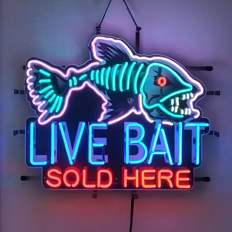 Live Bait Sold Here Neon Light Sign Home Bar Pub Restaurant Store Wall Light